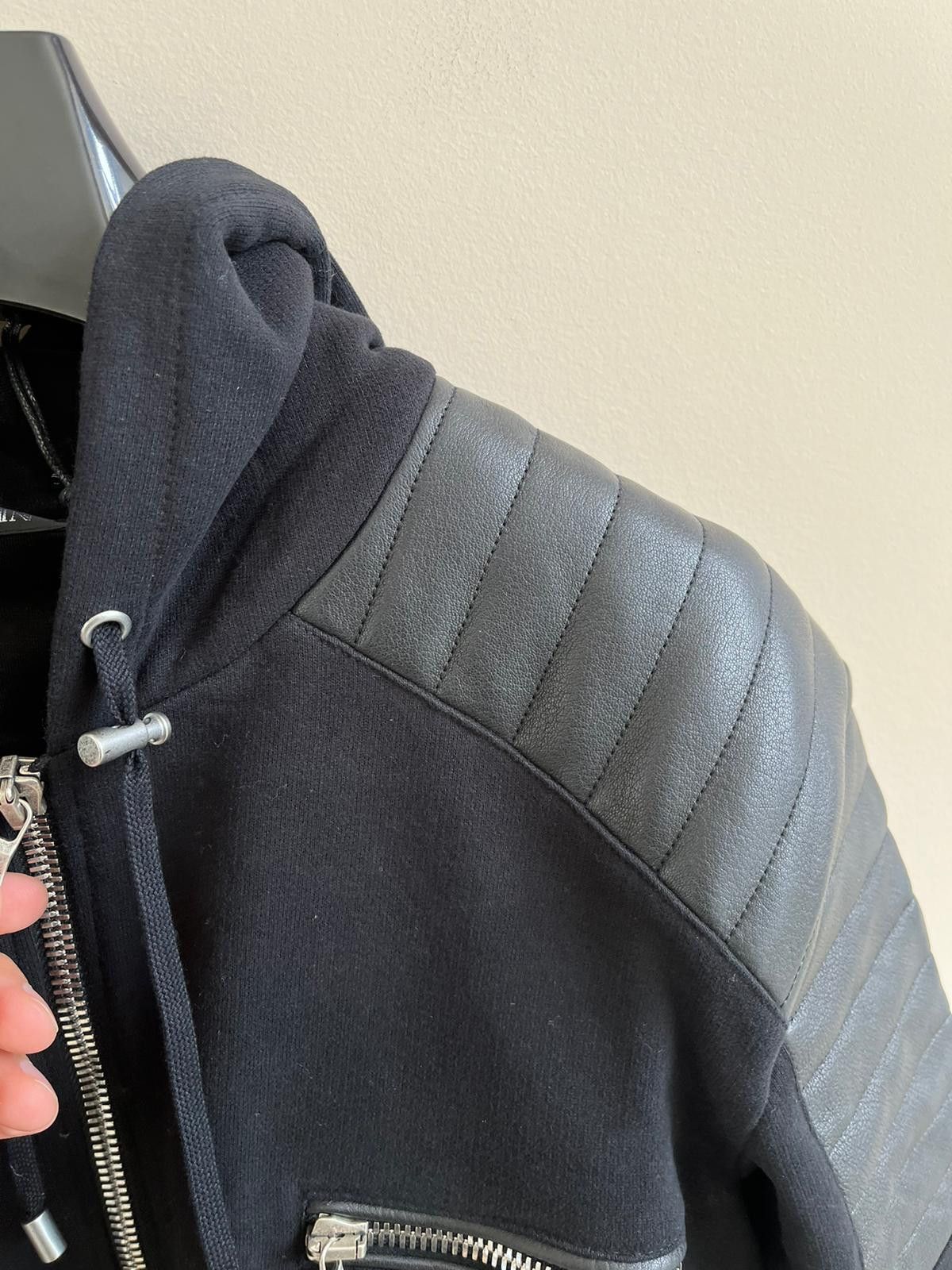 Balmain Lamb Leather Zip Up Hoodie in Black Color Size US M / EU 48-50 / 2 - 12 Thumbnail