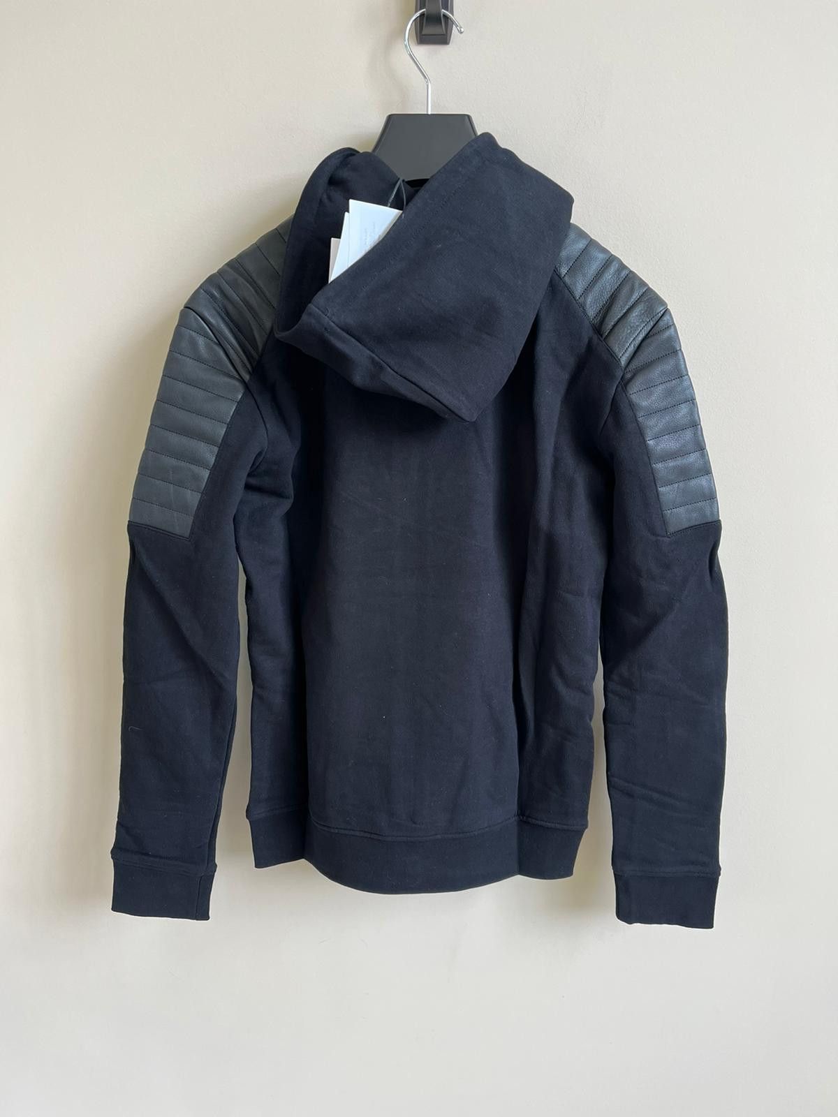 Balmain Lamb Leather Zip Up Hoodie in Black Color Size US M / EU 48-50 / 2 - 13 Thumbnail