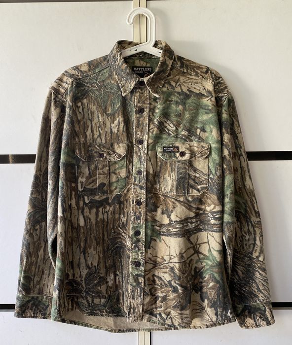 90s Rattlers Brand Camo Flannel Hunting Shirt Jacket 
