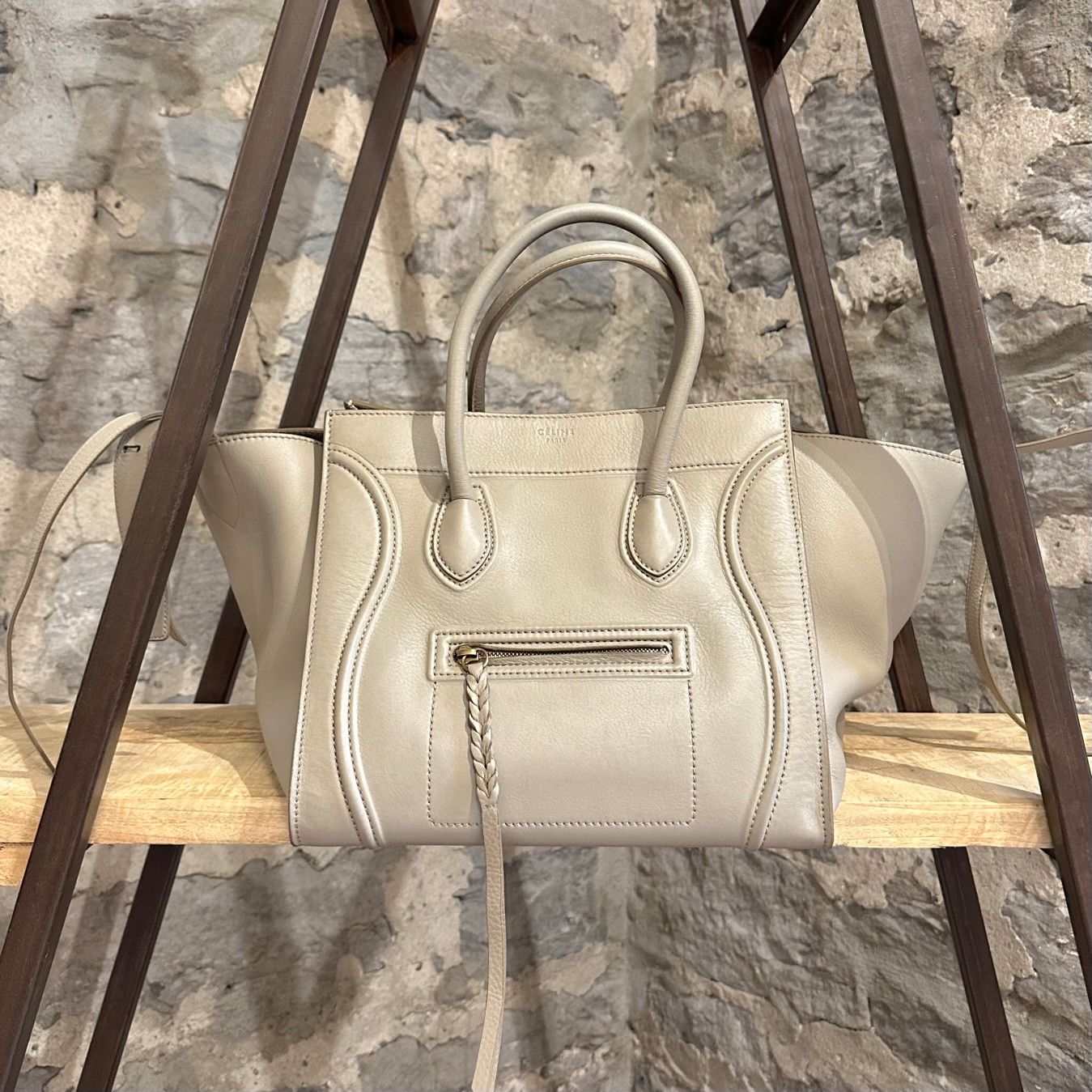 Celine Céline Taupe Medium Phantom Luggage Smooth Leather Handbag Size ONE SIZE - 1 Thumbnail