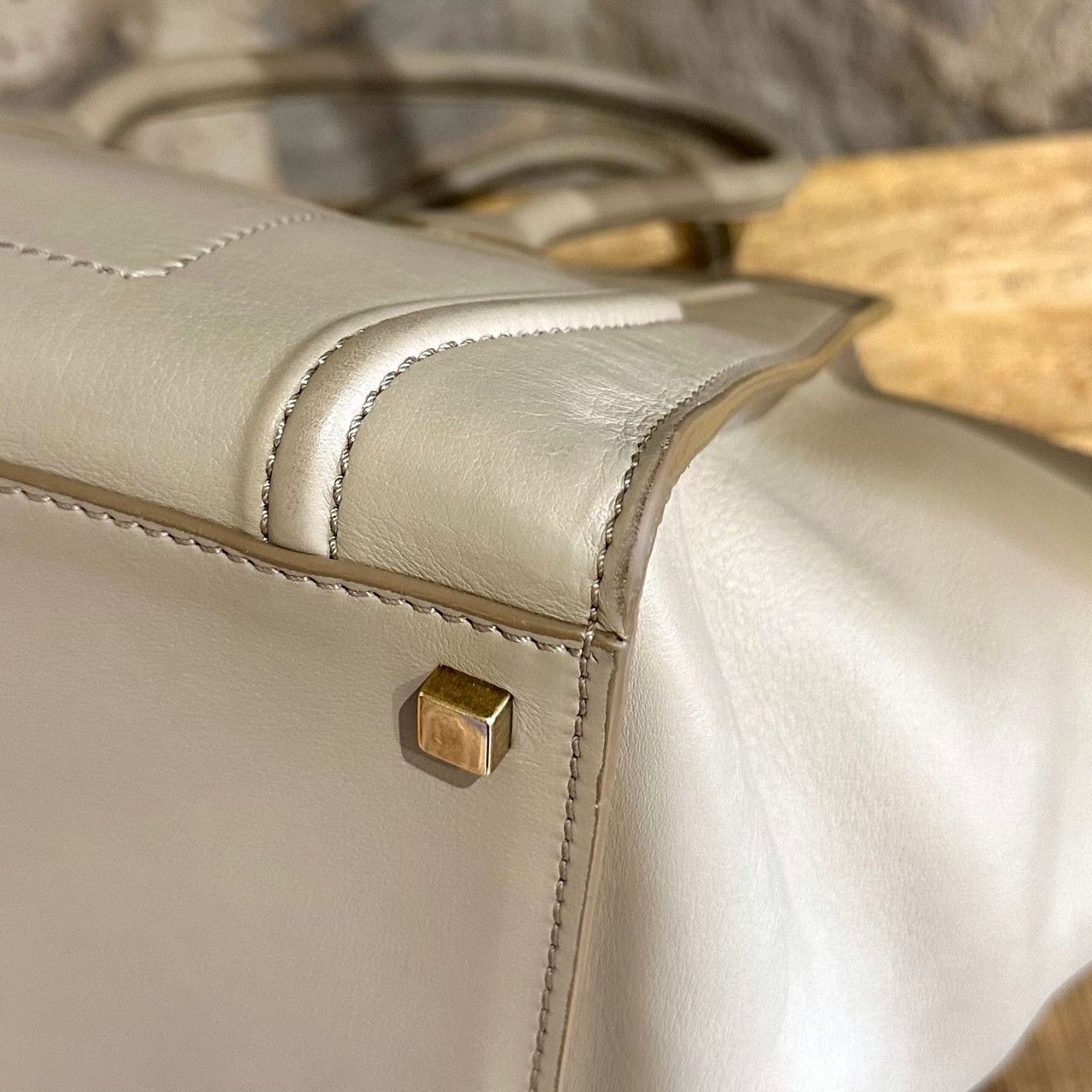 Celine Céline Taupe Medium Phantom Luggage Smooth Leather Handbag Size ONE SIZE - 8 Thumbnail