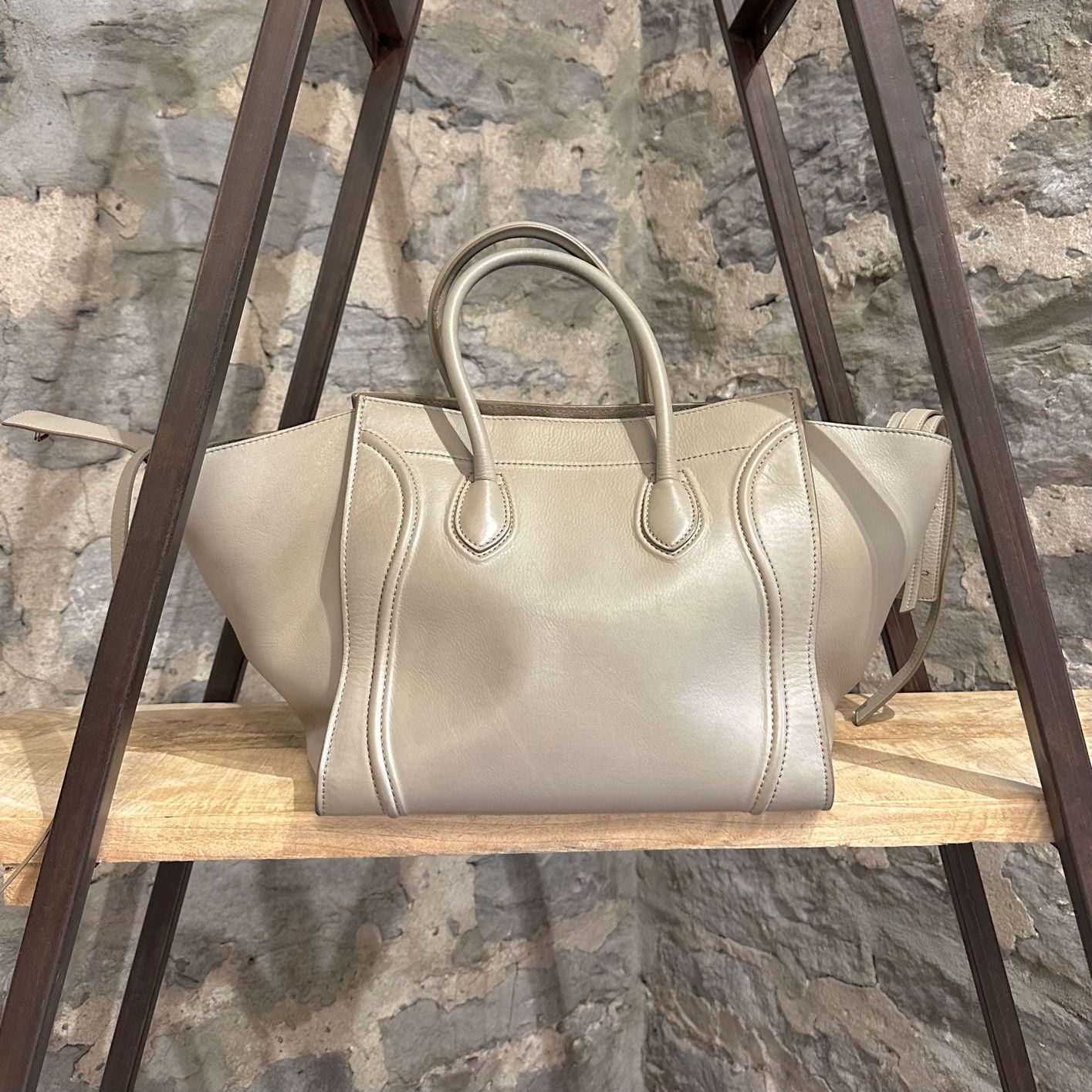 Celine Céline Taupe Medium Phantom Luggage Smooth Leather Handbag Size ONE SIZE - 6 Thumbnail