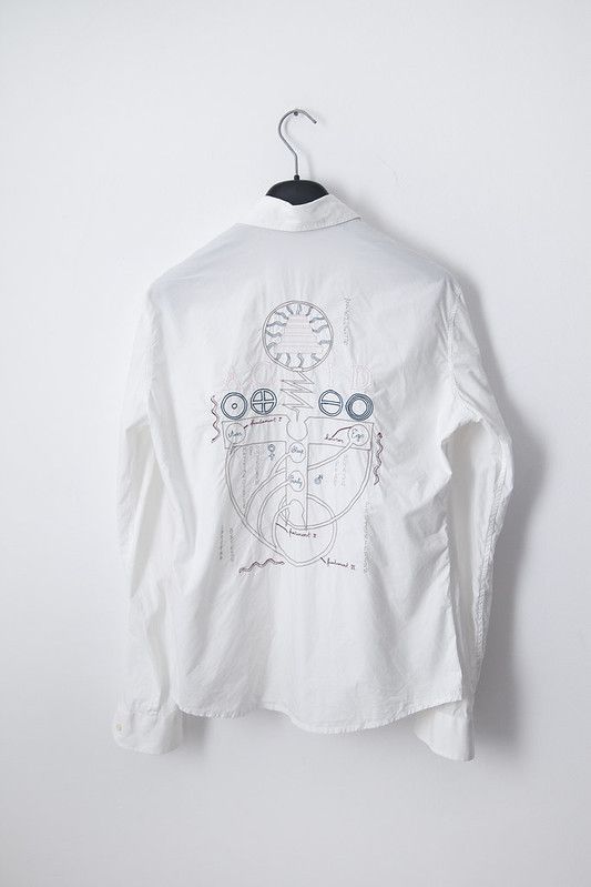 image of Raf Simons Ss04 Acid Embroidered Shirt in White, Men's (Size Medium)