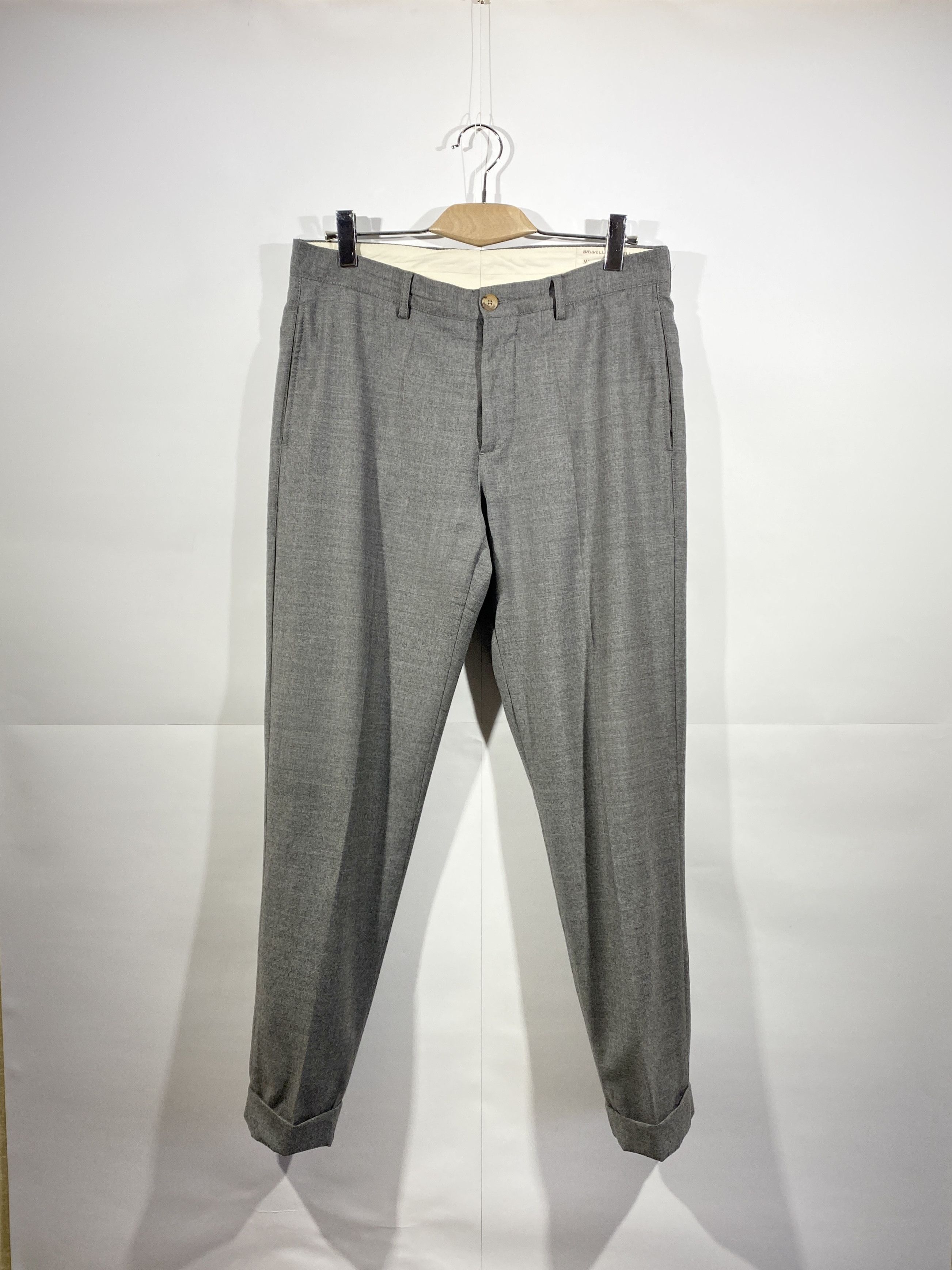 image of Brunello Cucinelli Cashmere Blend Slim Fit Trousers in Grey, Men's (Size 32)