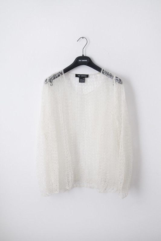 image of Raf Simons Aw98 Kid Mohair Knit in Off White (Size Small)