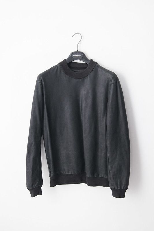 image of Raf Simons Aw99 Leather Sweater in Black, Men's (Size Medium)