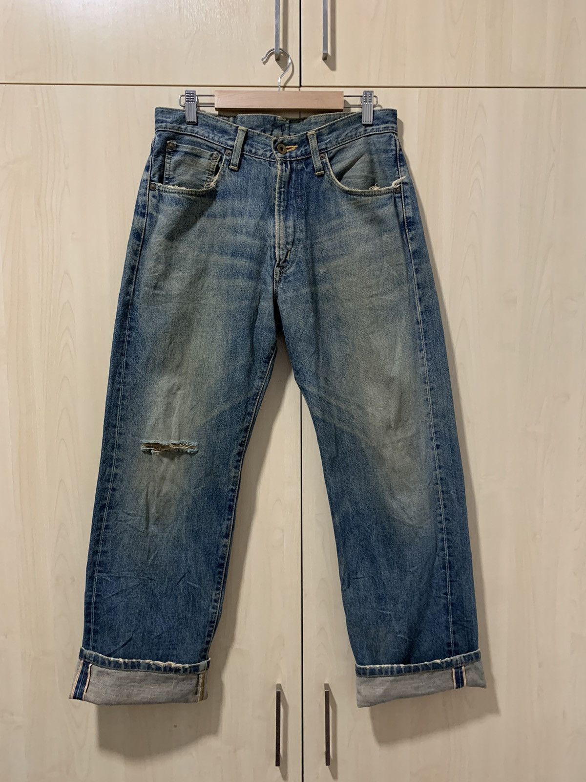 Edwin Vintage Edwin 505X Selvedge Distressed denim pant Size US 31 - 1 Thumbnail