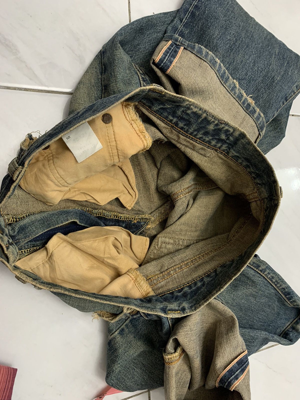 Edwin Vintage Edwin 505X Selvedge Distressed denim pant Size US 31 - 13 Thumbnail
