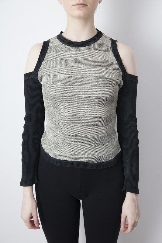 image of Ann Demeulemeester Cut Out Shoulders Top in Black, Women's (Size Small)