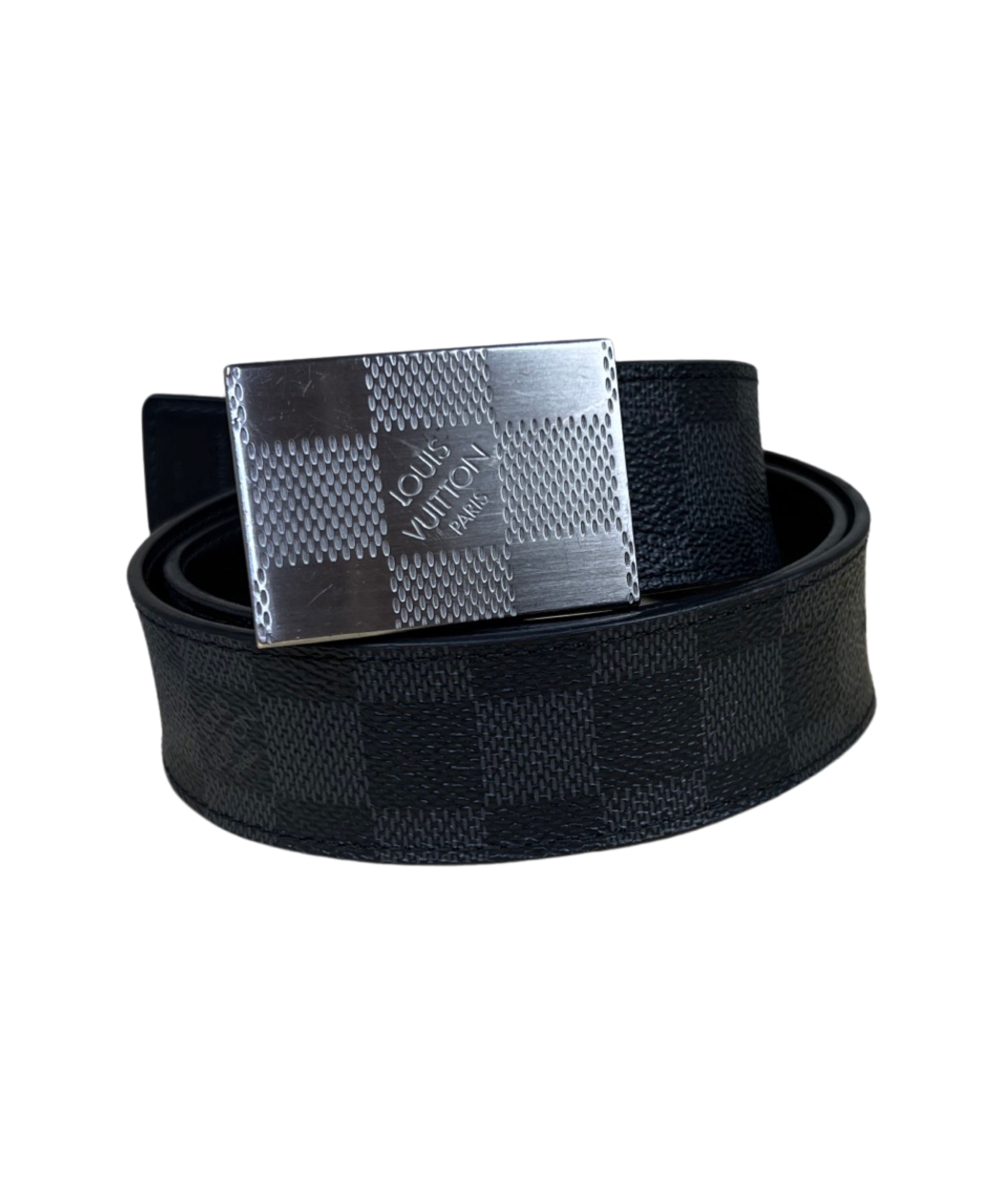 Pre-owned Louis Vuitton Damier Graphite Reversible Belt Size 85 In Grey