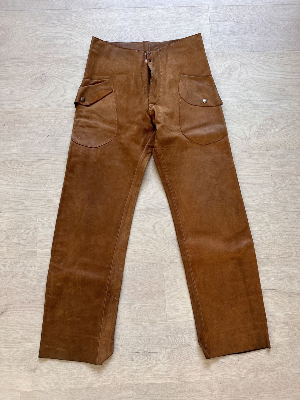 image of Maison Margiela Margiela Leather Brut 2001 Pant in Brown, Men's (Size 30)