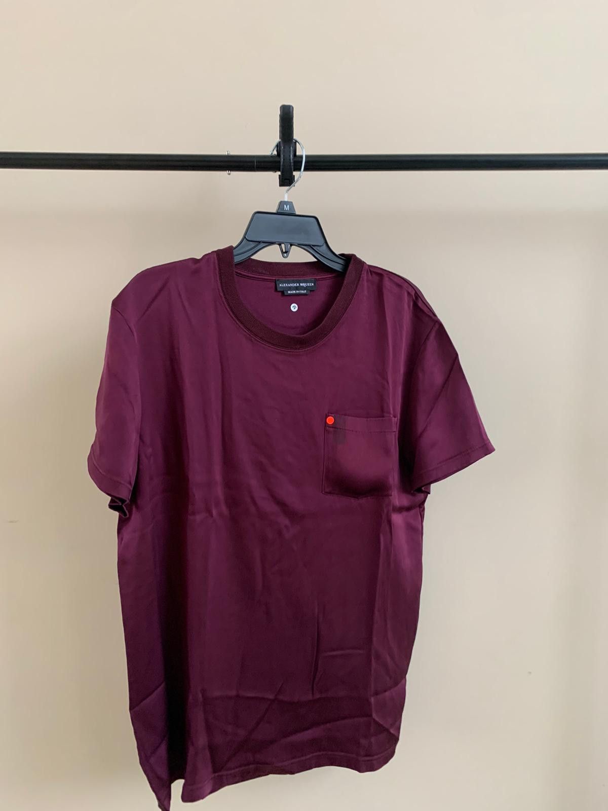 image of Alexander Mcqueen Silk Tee, Ss In Maroon, Men's (Size Medium)
