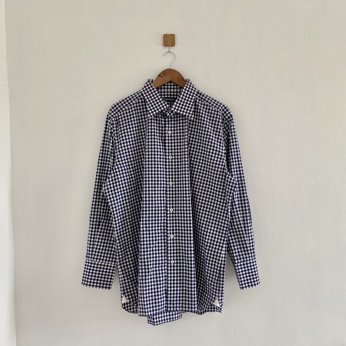 image of Tom Ford - Plaid Dress Shirt (Blue), Men's (Size XL)