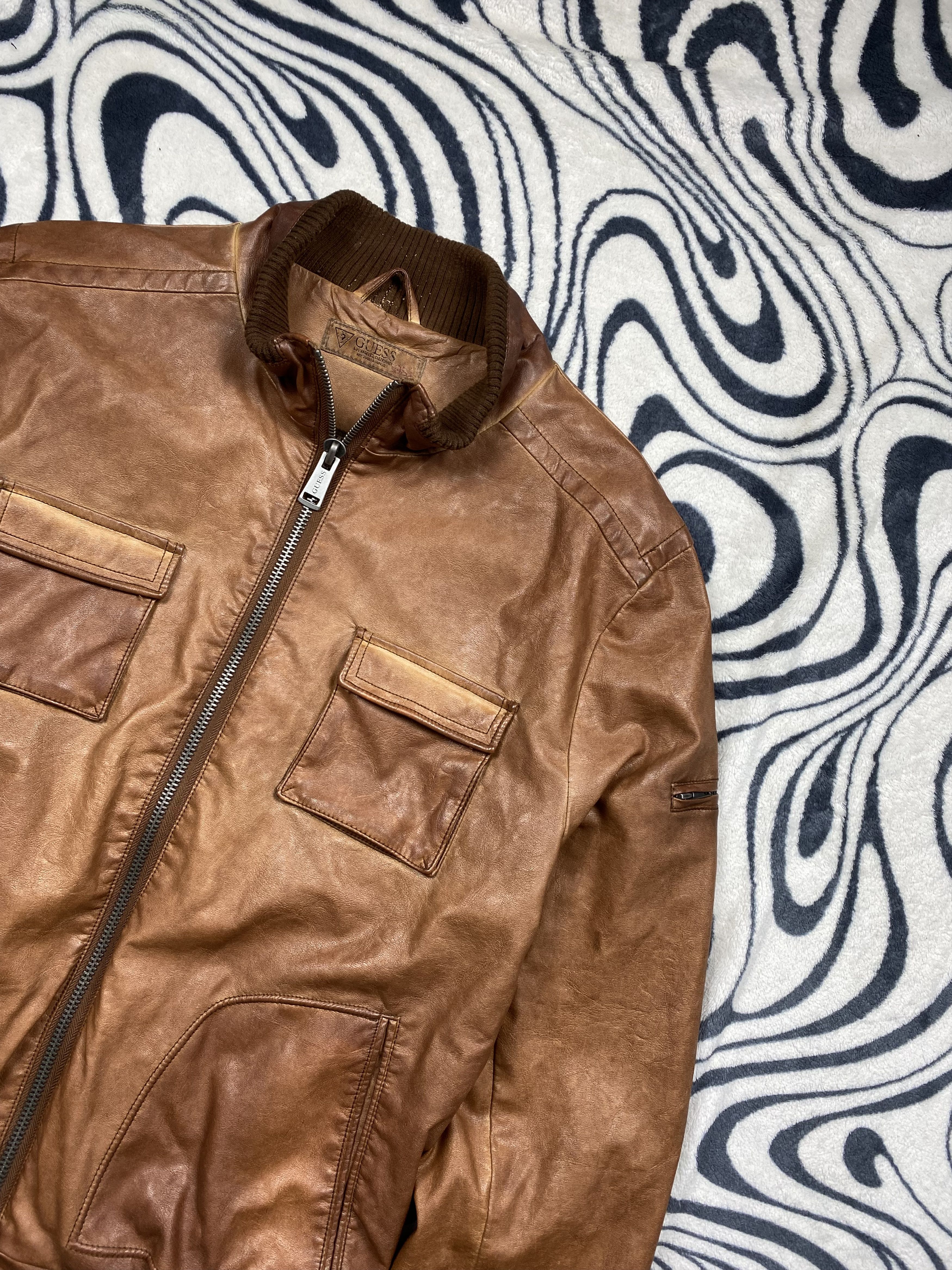 Guess Guess Jeans USA Vintage Mens Leather Jacket Size US M / EU 48-50 / 2 - 2 Thumbnail