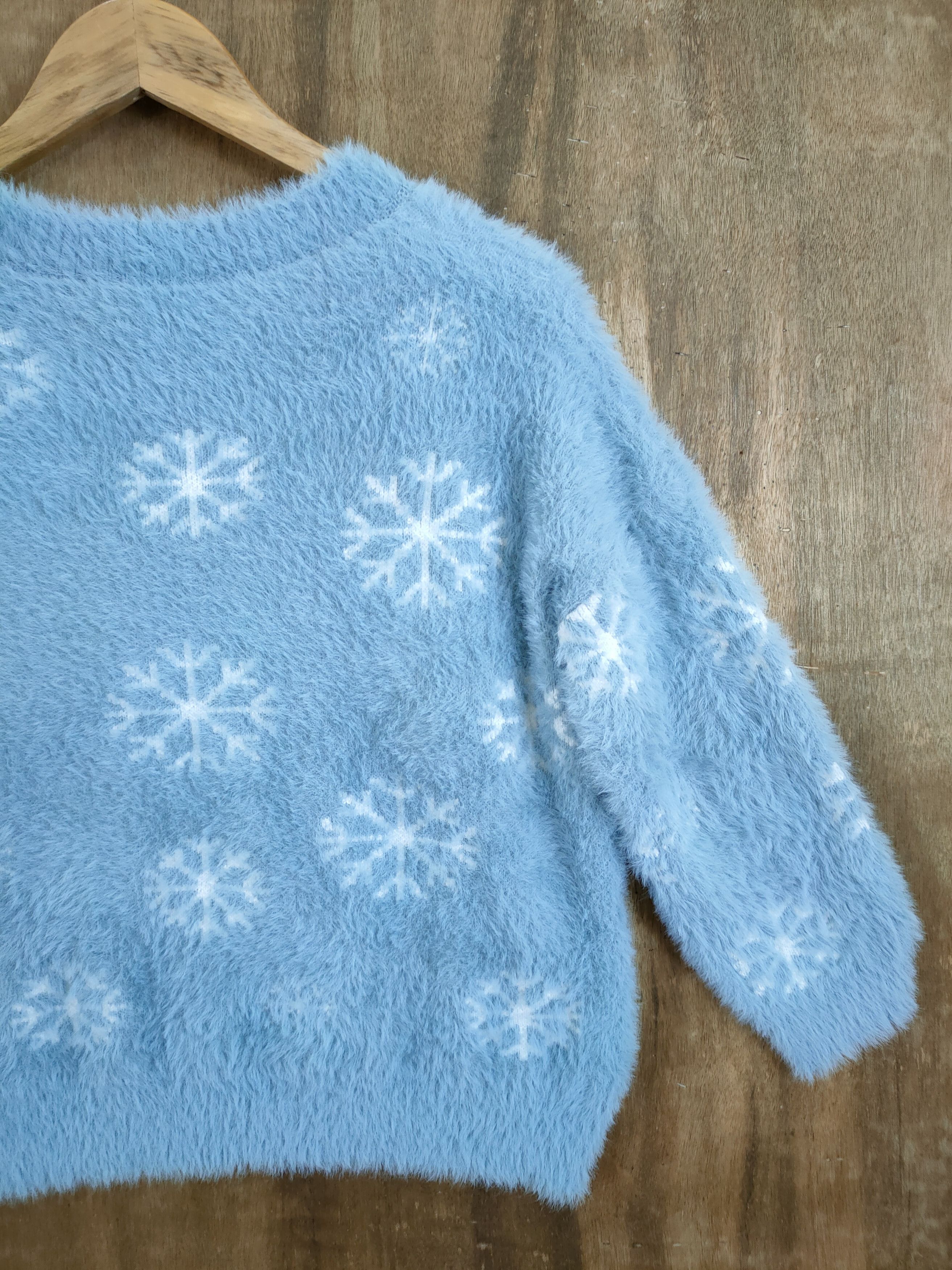 Homespun Knitwear × Japanese Brand Snow flake design mohair shaggy soft fur knitwear #46-928 Size US S / EU 44-46 / 1 - 9 Thumbnail