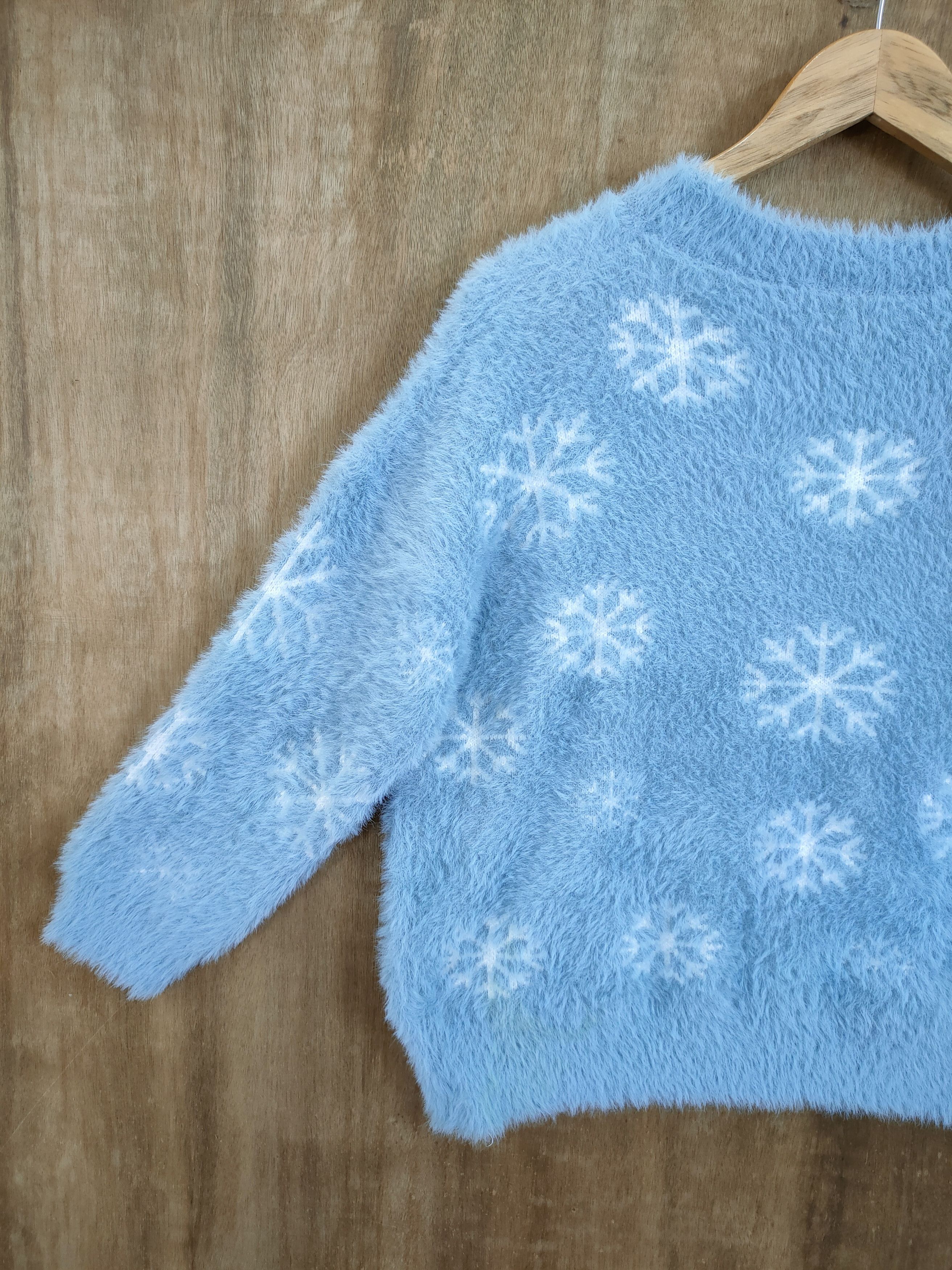Homespun Knitwear × Japanese Brand Snow flake design mohair shaggy soft fur knitwear #46-928 Size US S / EU 44-46 / 1 - 8 Thumbnail