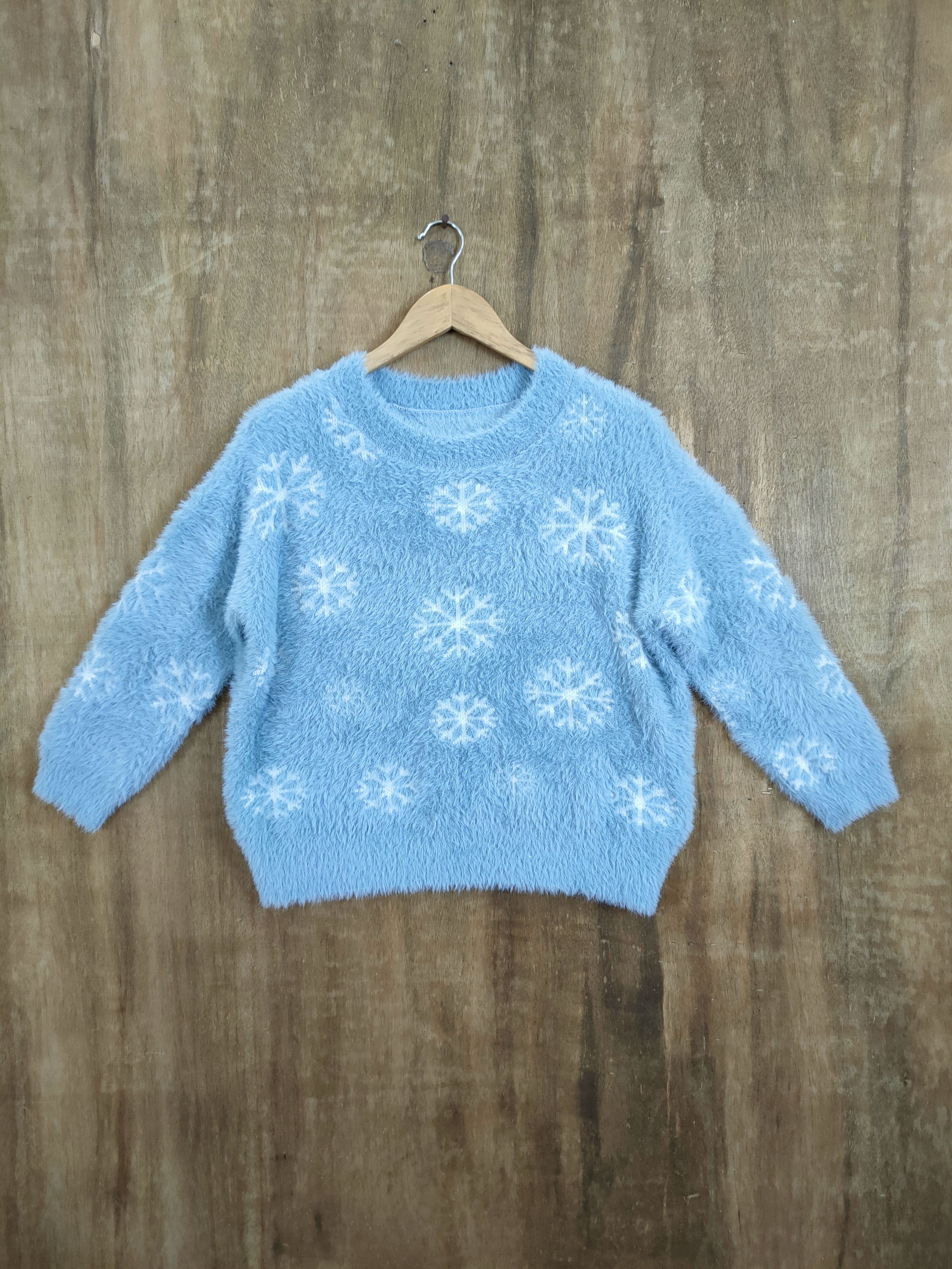 Homespun Knitwear × Japanese Brand Snow flake design mohair shaggy soft fur knitwear #46-928 Size US S / EU 44-46 / 1 - 1 Thumbnail