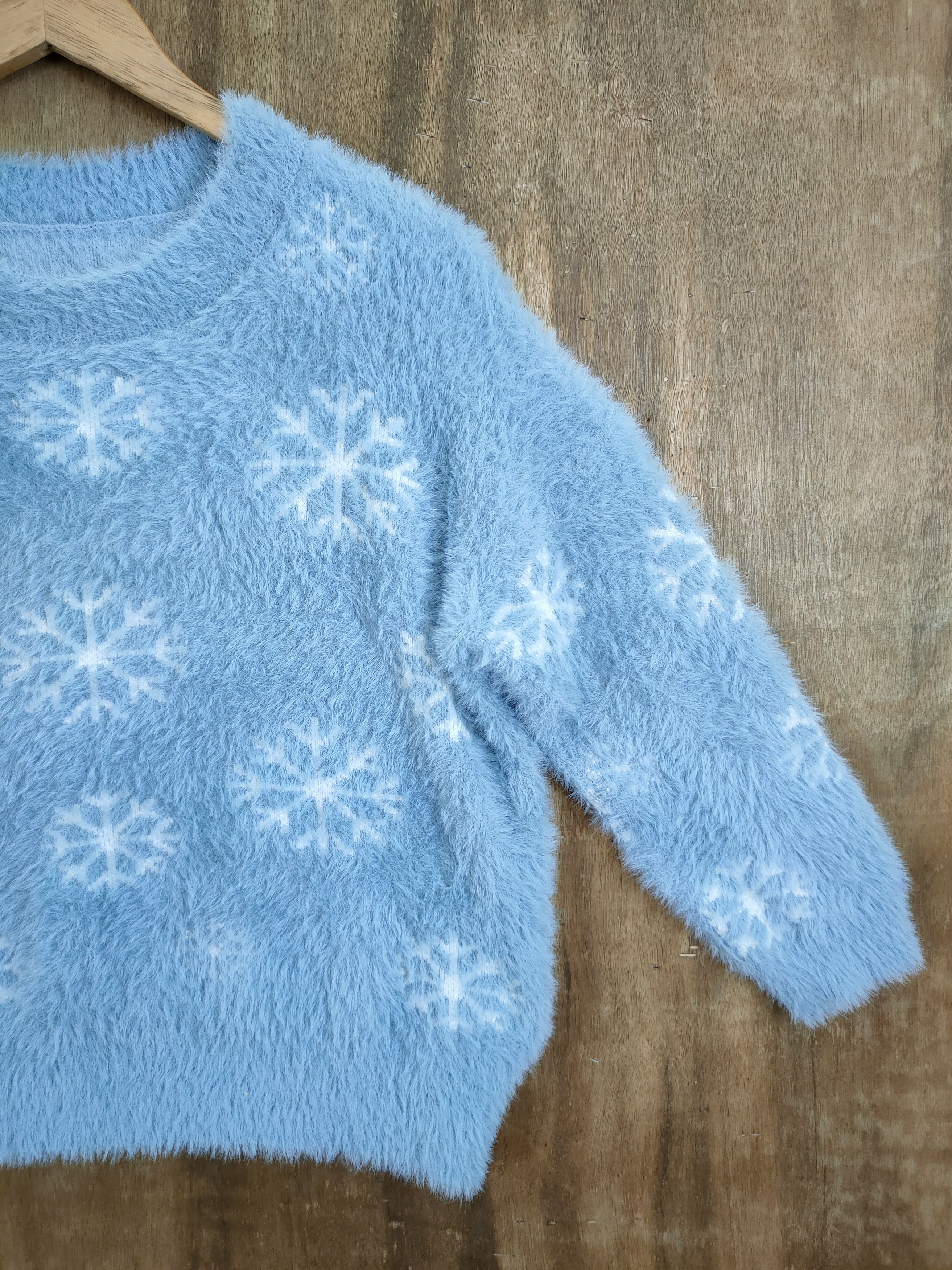 Homespun Knitwear × Japanese Brand Snow flake design mohair shaggy soft fur knitwear #46-928 Size US S / EU 44-46 / 1 - 3 Thumbnail