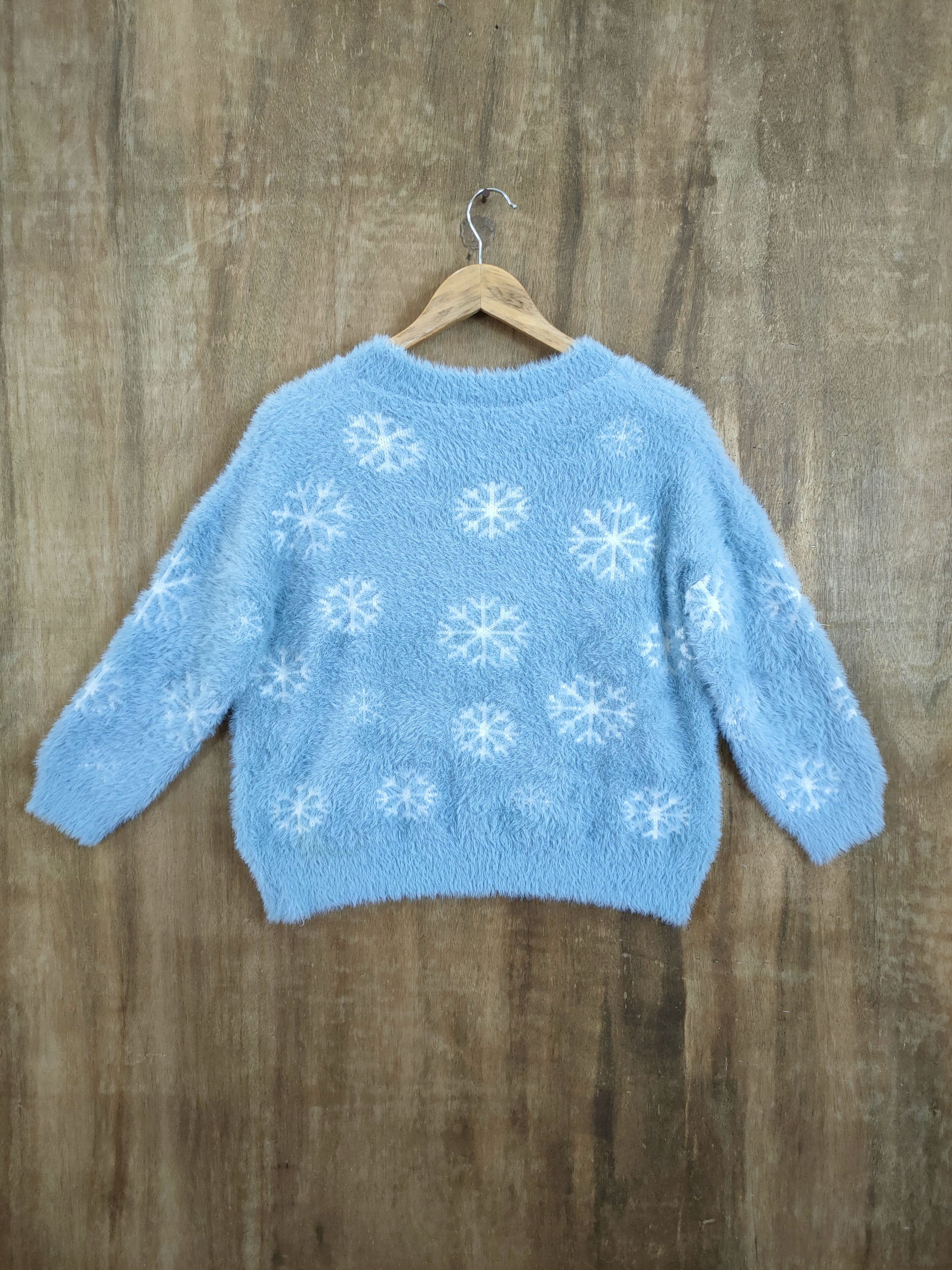 Homespun Knitwear × Japanese Brand Snow flake design mohair shaggy soft fur knitwear #46-928 Size US S / EU 44-46 / 1 - 7 Thumbnail