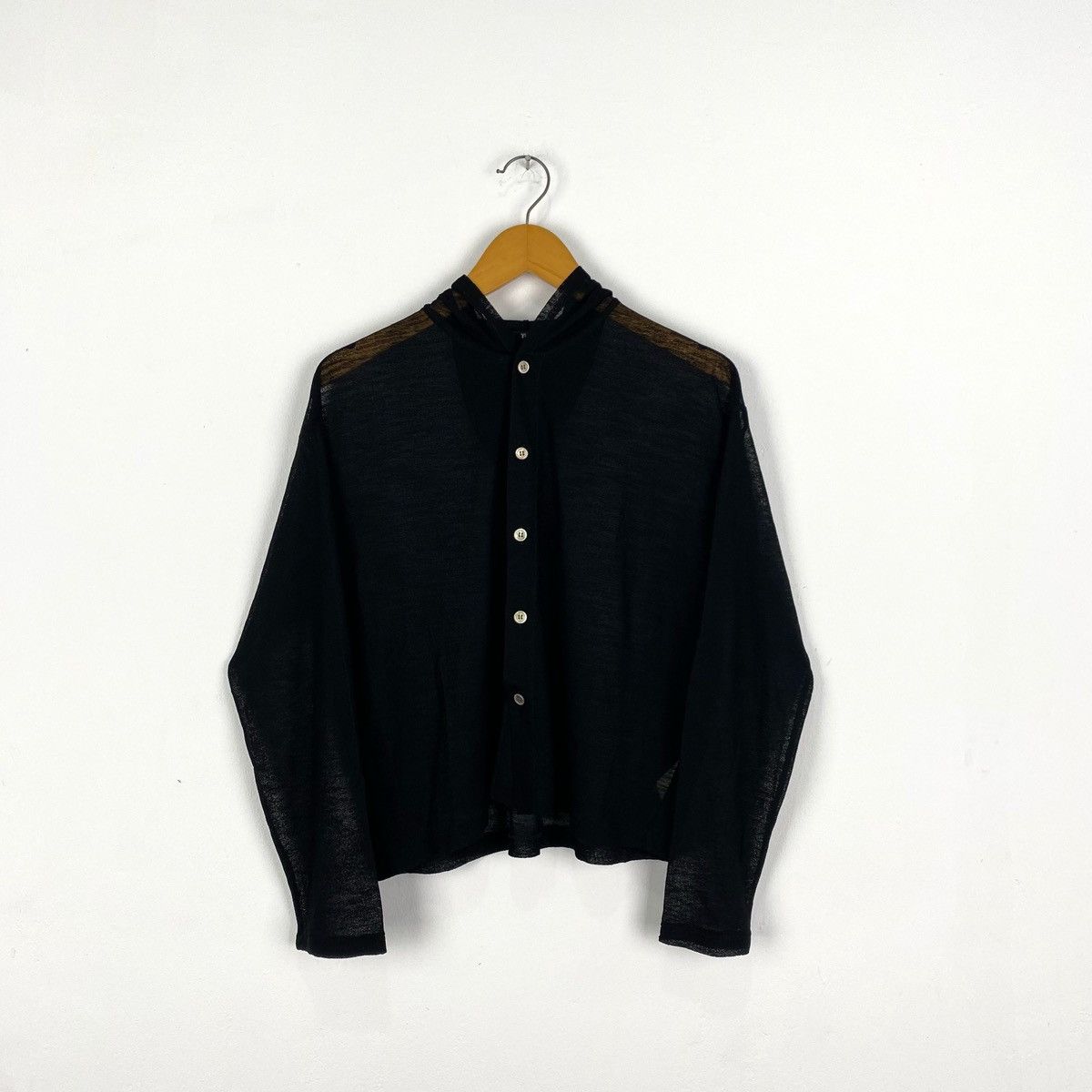 image of Y's Yohji Yamamoto Hooded Mesh in Black, Women's (Size Medium)
