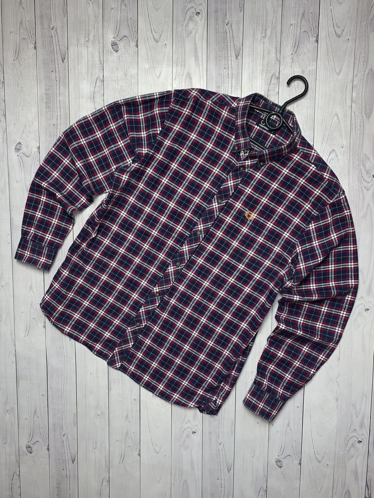Vintage Fred Perry plaid shirt logo size L