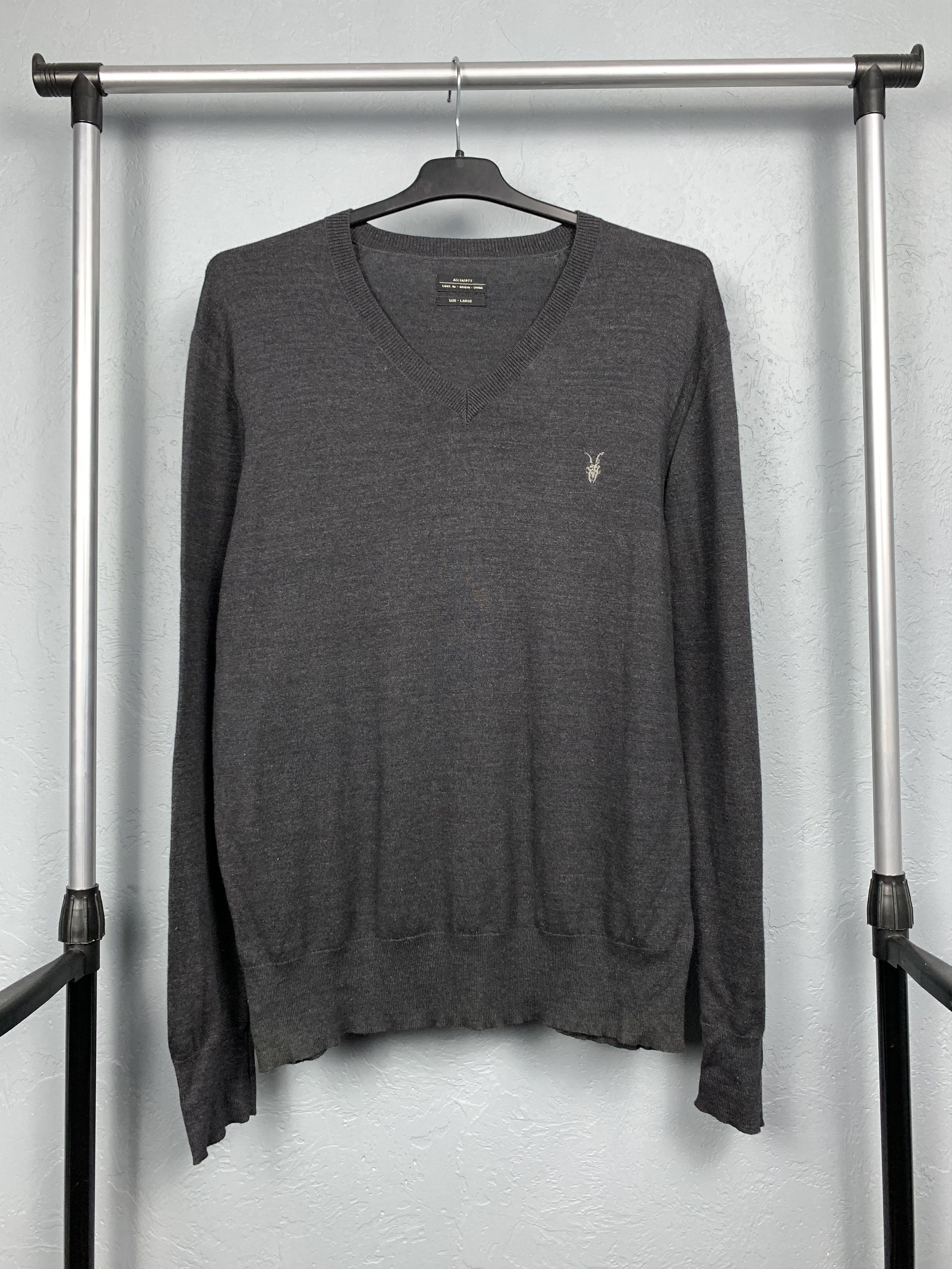 Allsaints Allsaints Vintage Mens Fritz V-neck Knit Sweater Size US L / EU 52-54 / 3 - 1 Thumbnail