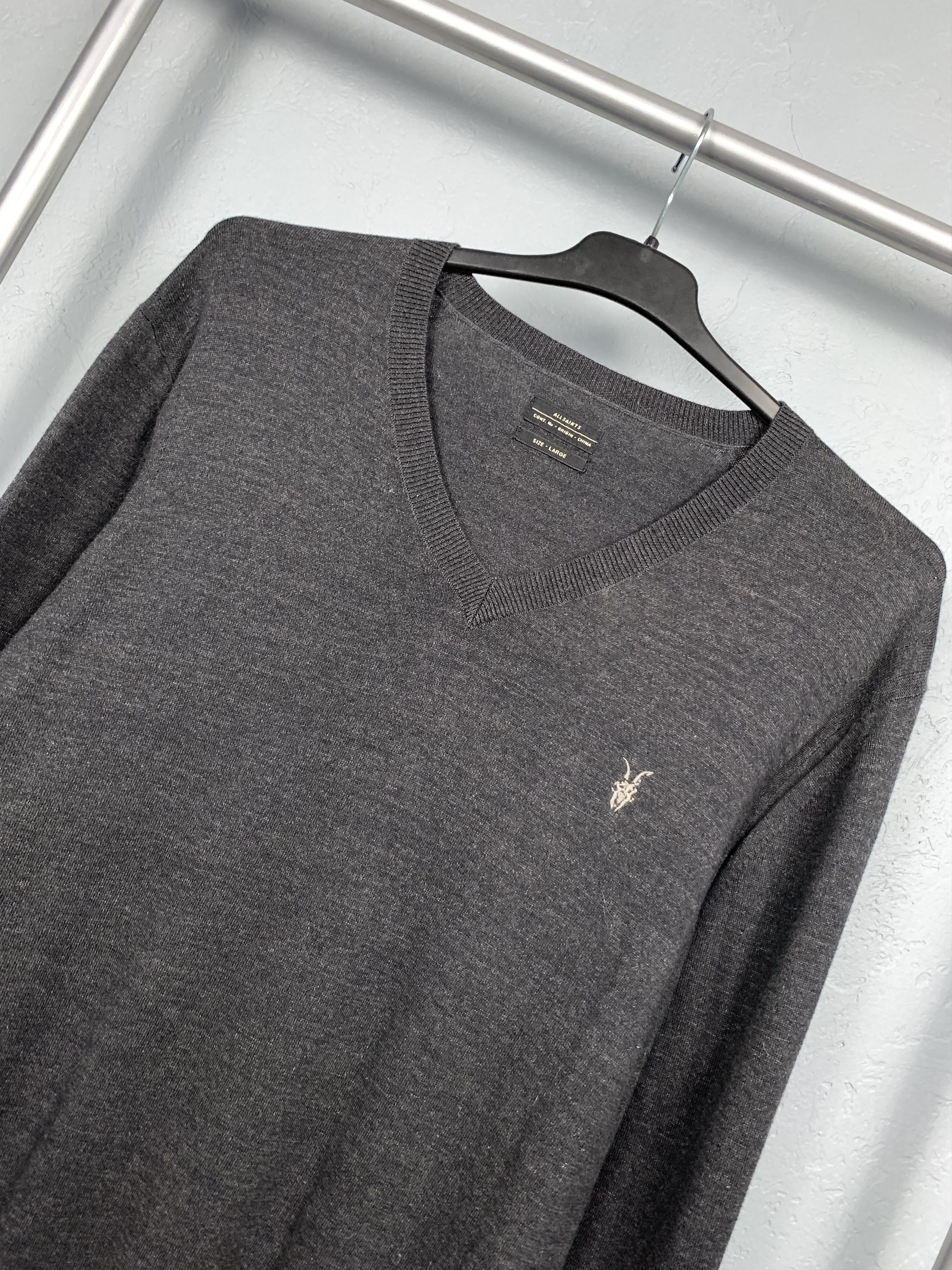 Allsaints Allsaints Vintage Mens Fritz V-neck Knit Sweater Size US L / EU 52-54 / 3 - 2 Thumbnail