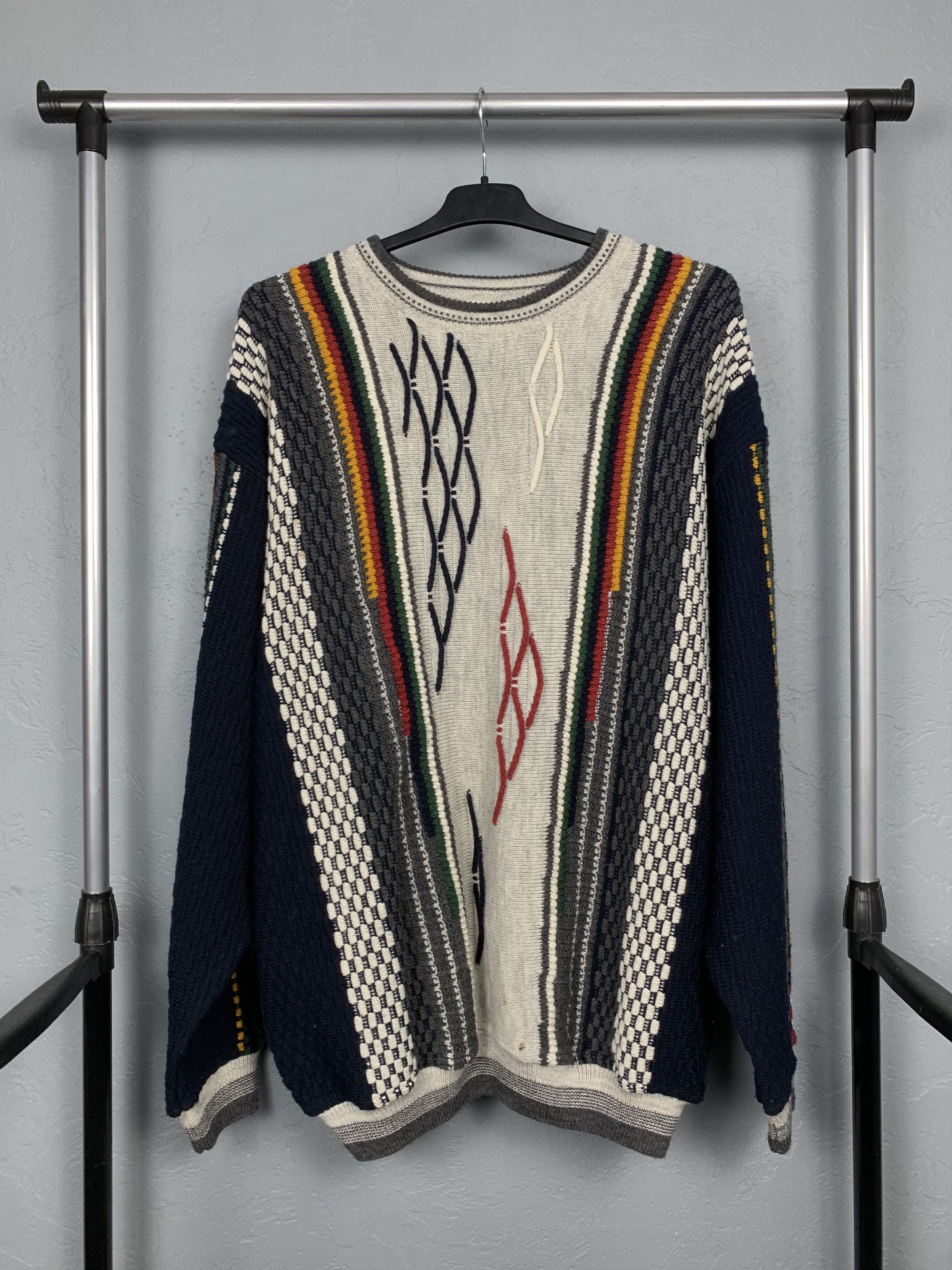 Vintage Vintage Coloured Cable Knit Sweater Coogi Style Size US XL / EU 56 / 4 - 1 Thumbnail