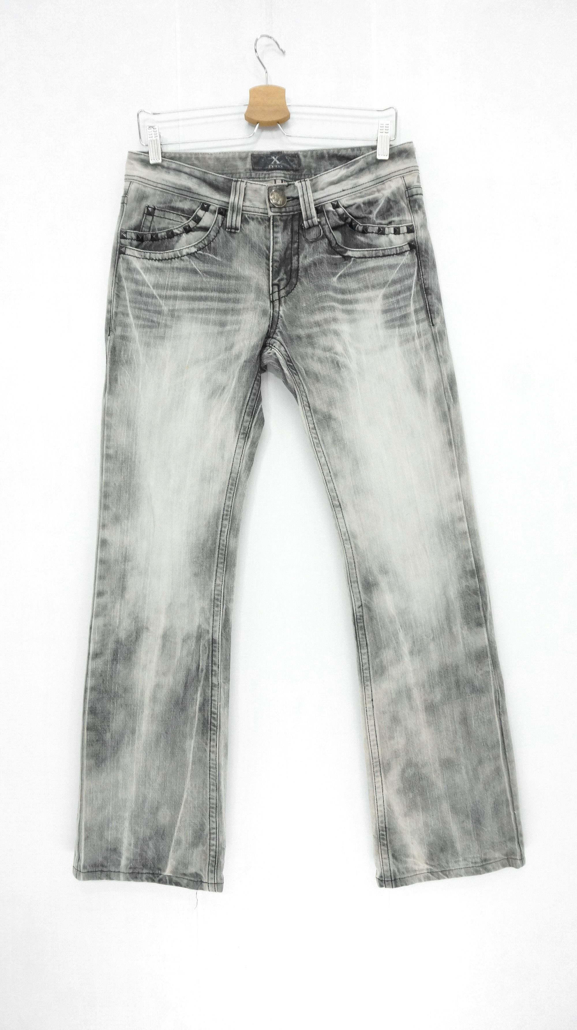 Japanese Brand 💀 XFRM 💀 Vintage Punk Distressed Acid Wash Skull Jeans Size US 29 - 2 Thumbnail