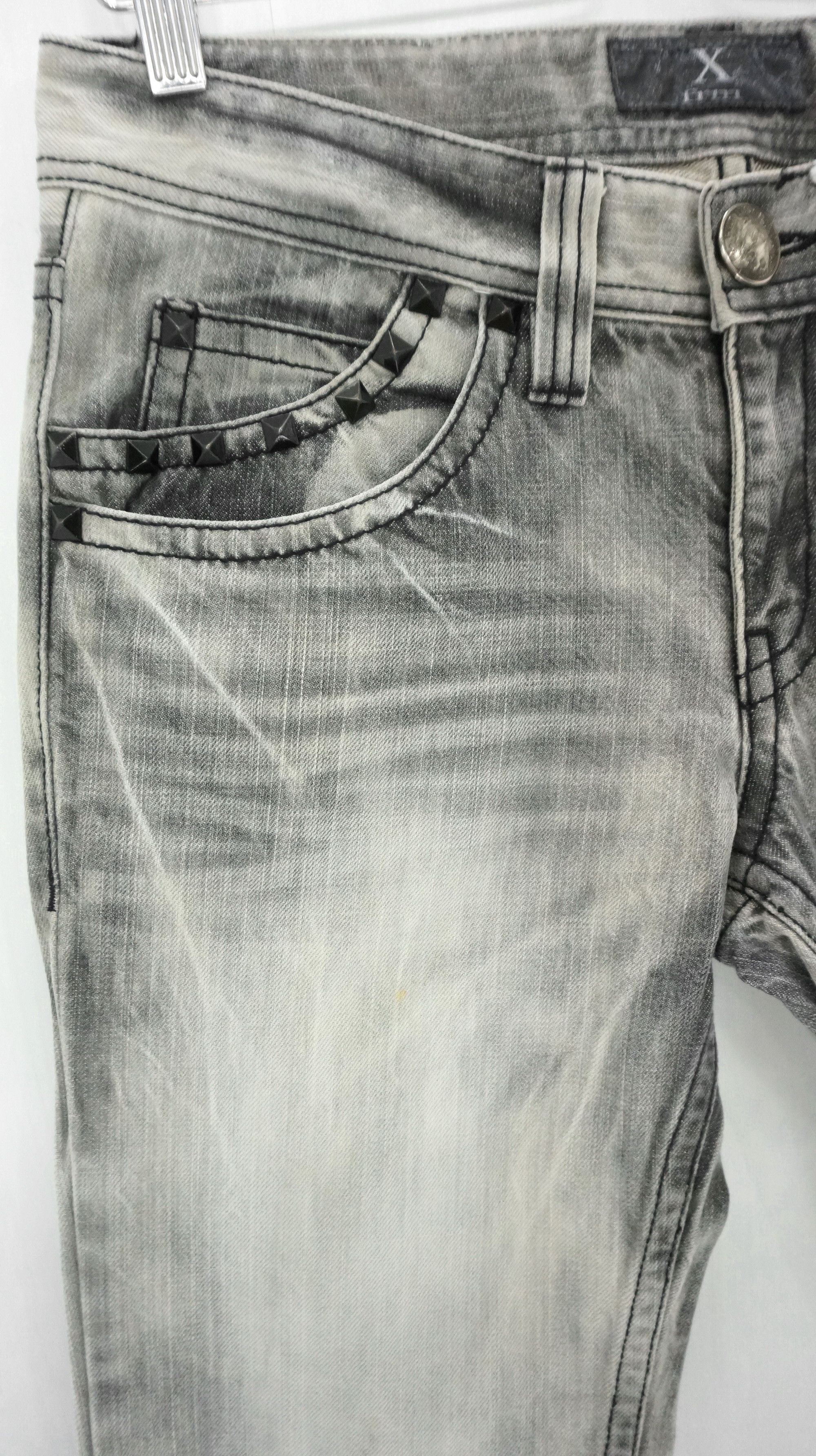 Japanese Brand 💀 XFRM 💀 Vintage Punk Distressed Acid Wash Skull Jeans Size US 29 - 8 Thumbnail