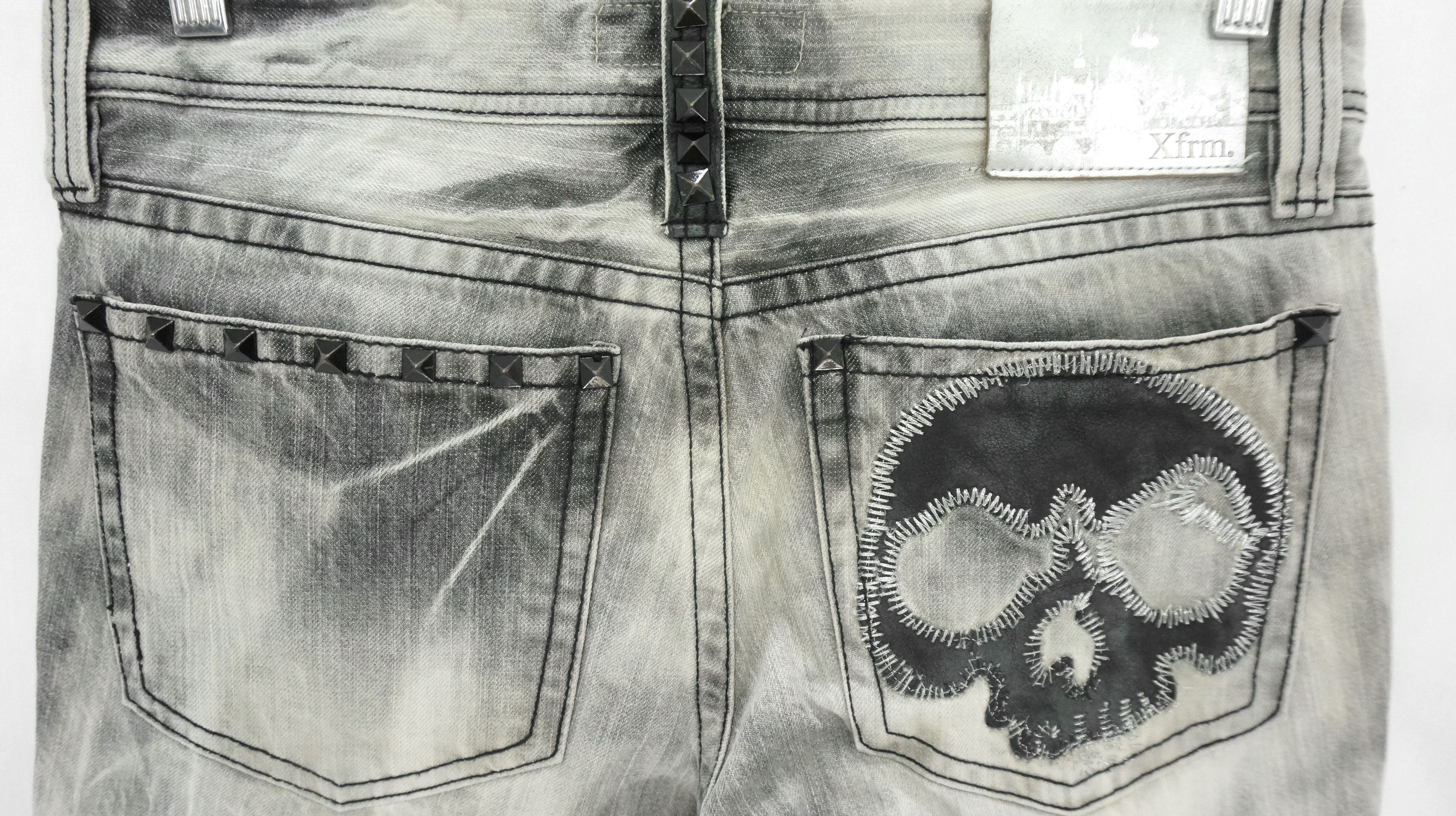 Japanese Brand 💀 XFRM 💀 Vintage Punk Distressed Acid Wash Skull Jeans Size US 29 - 12 Thumbnail