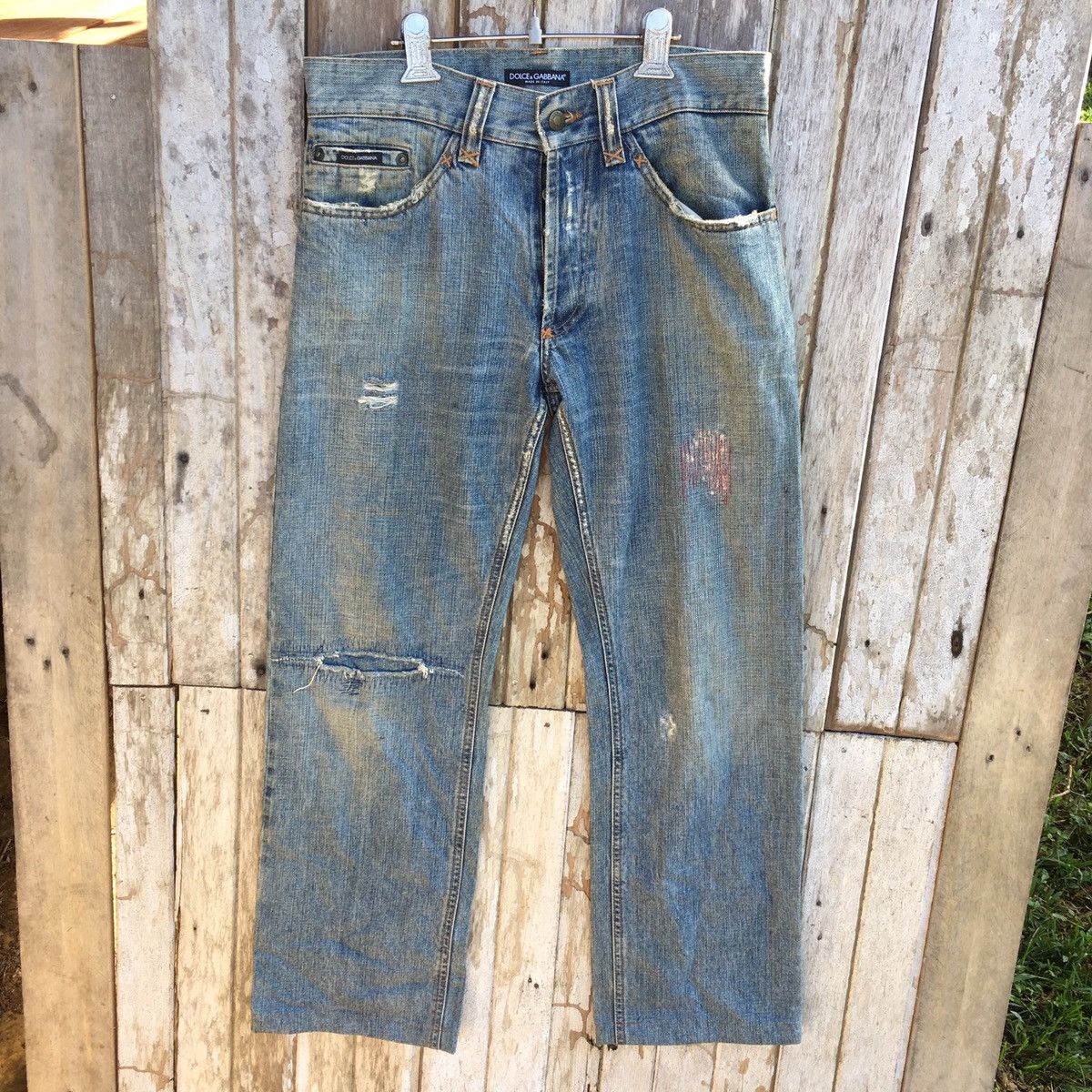 image of Distressed Denim x Dolce Gabbana Vintage Dolce & Gabbana Made In Italy Distressed Jeans (Size 33)