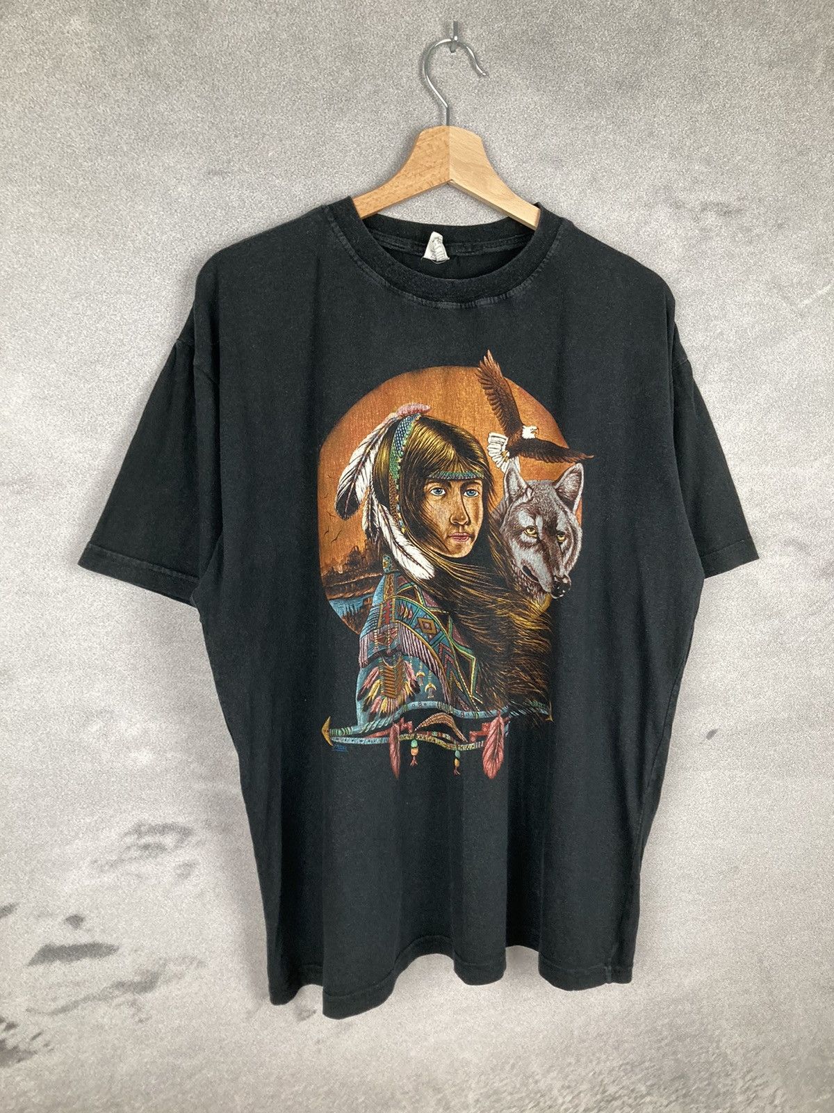 Vintage Vintage Graphic Art T Shirt Indian Animal 90s Washed Size US XL / EU 56 / 4 - 4 Thumbnail