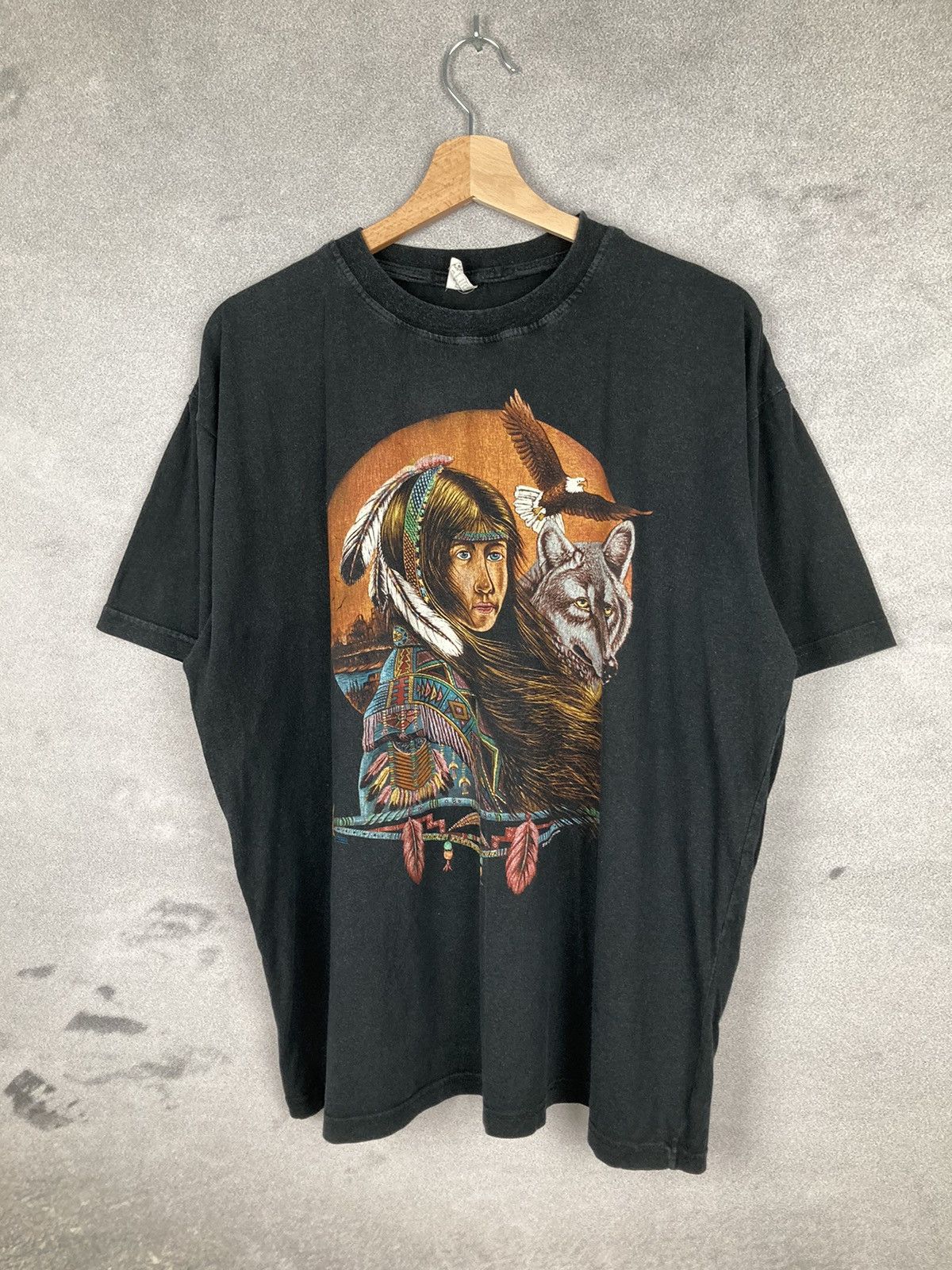 Vintage Vintage Graphic Art T Shirt Indian Animal 90s Washed Size US XL / EU 56 / 4 - 2 Thumbnail