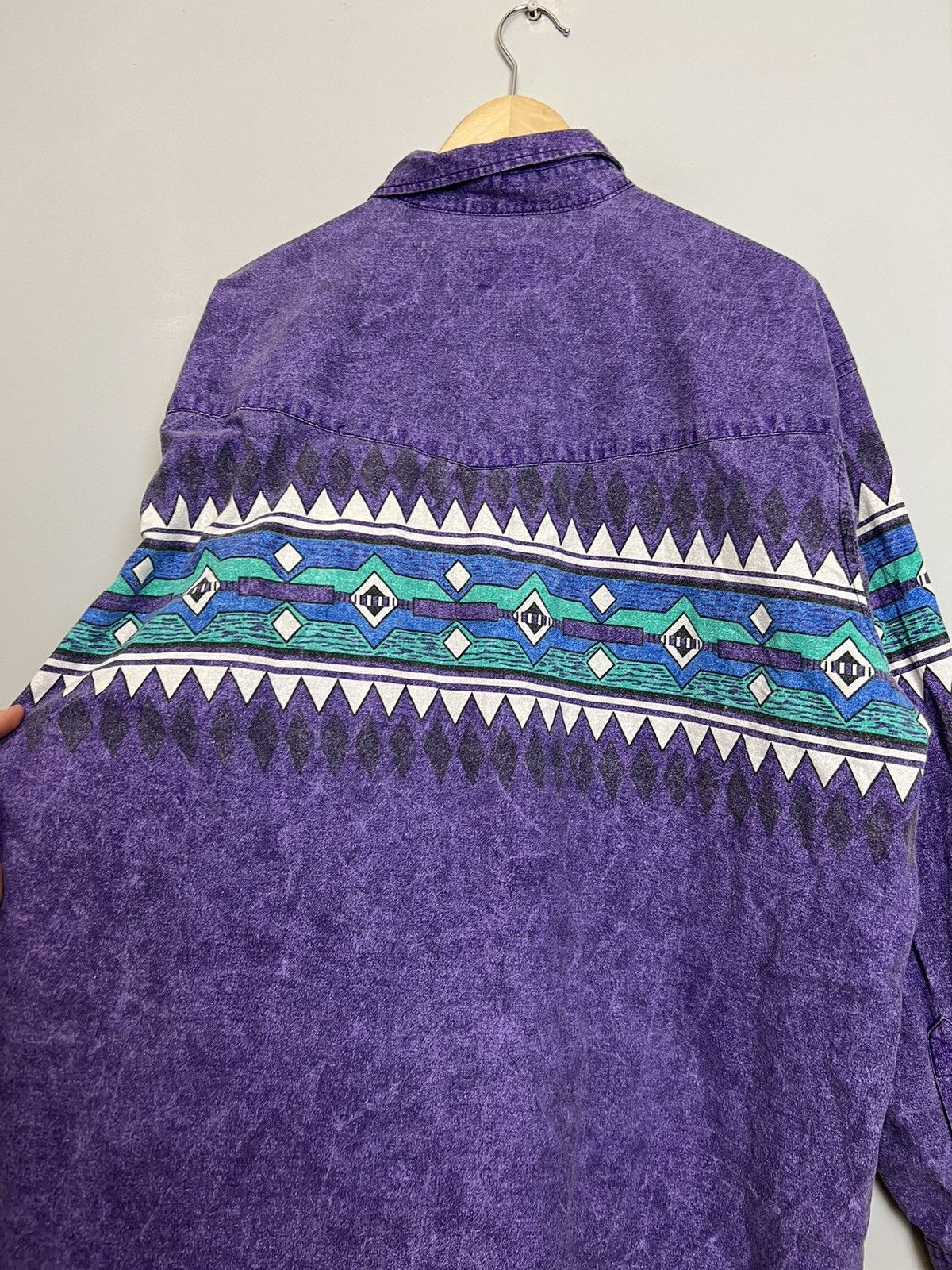 Japanese Brand Vintage Purple Western Plain Print Button Up Rare Shirt XL Size US XL / EU 56 / 4 - 5 Thumbnail