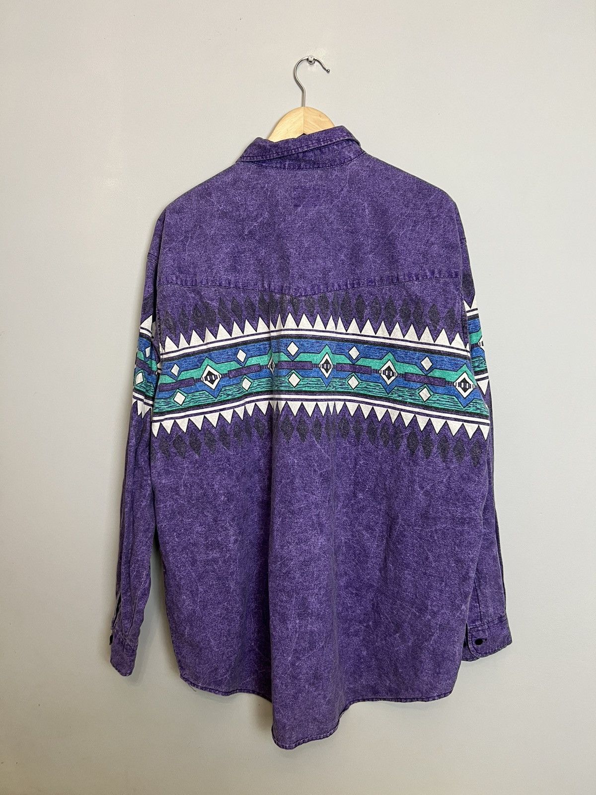 Japanese Brand Vintage Purple Western Plain Print Button Up Rare Shirt XL Size US XL / EU 56 / 4 - 2 Thumbnail