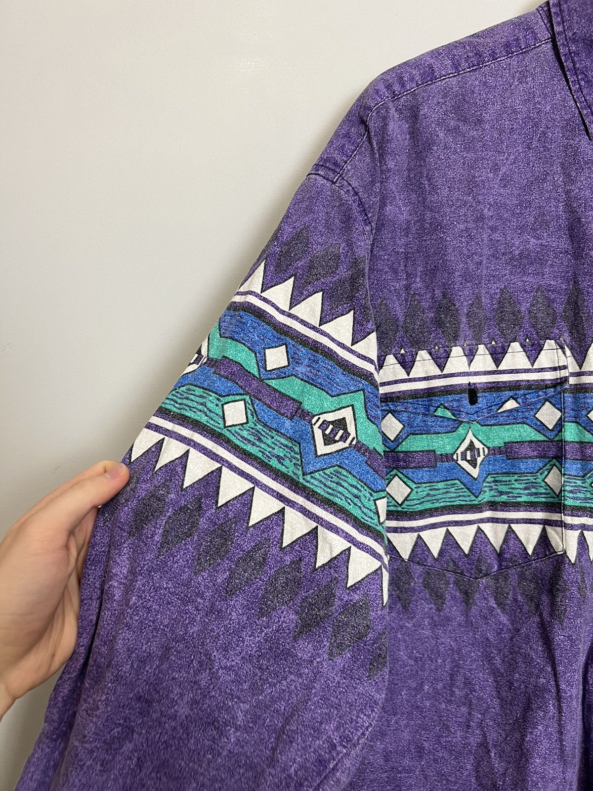 Japanese Brand Vintage Purple Western Plain Print Button Up Rare Shirt XL Size US XL / EU 56 / 4 - 4 Thumbnail