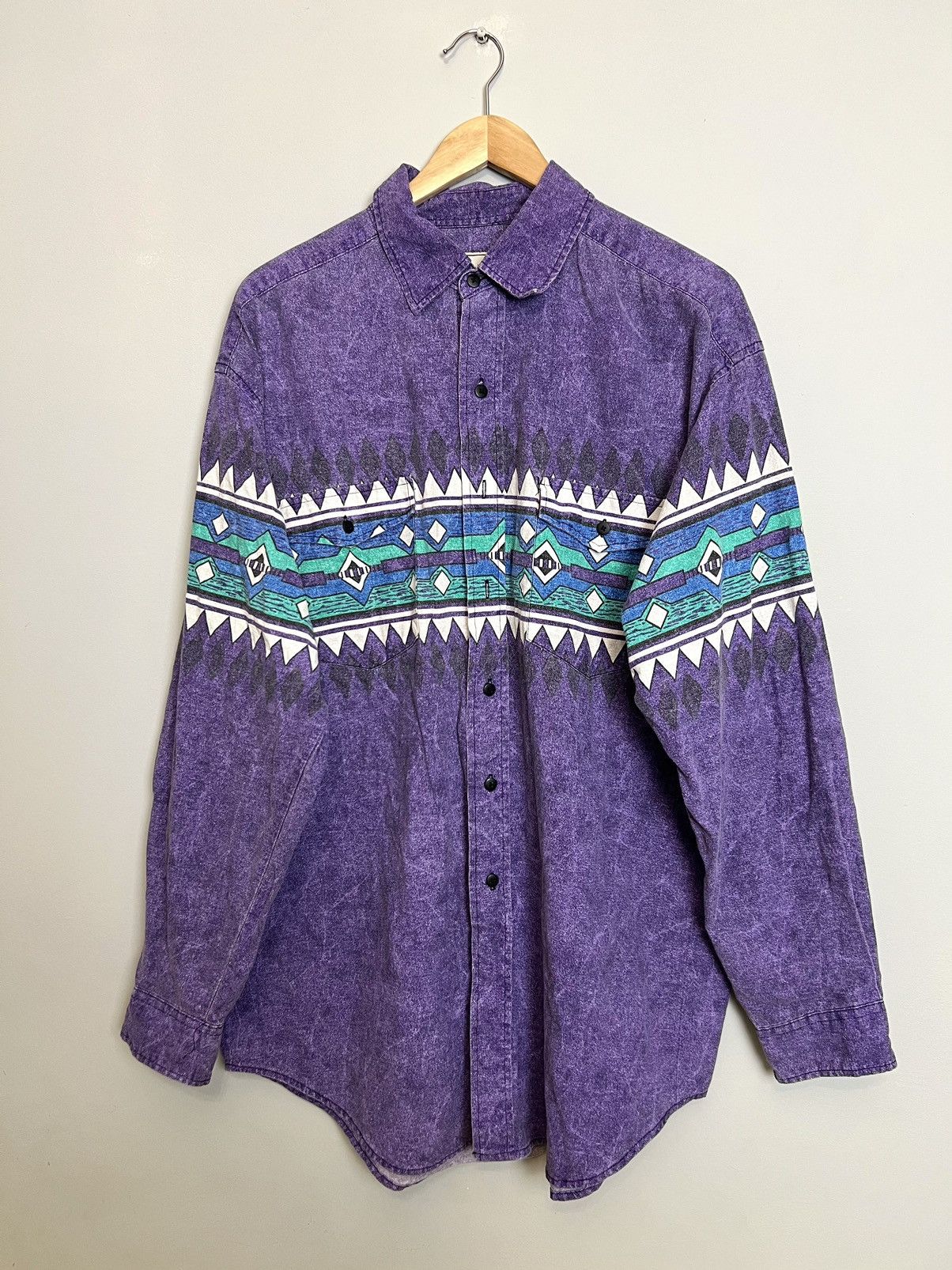 Japanese Brand Vintage Purple Western Plain Print Button Up Rare Shirt XL Size US XL / EU 56 / 4 - 1 Thumbnail