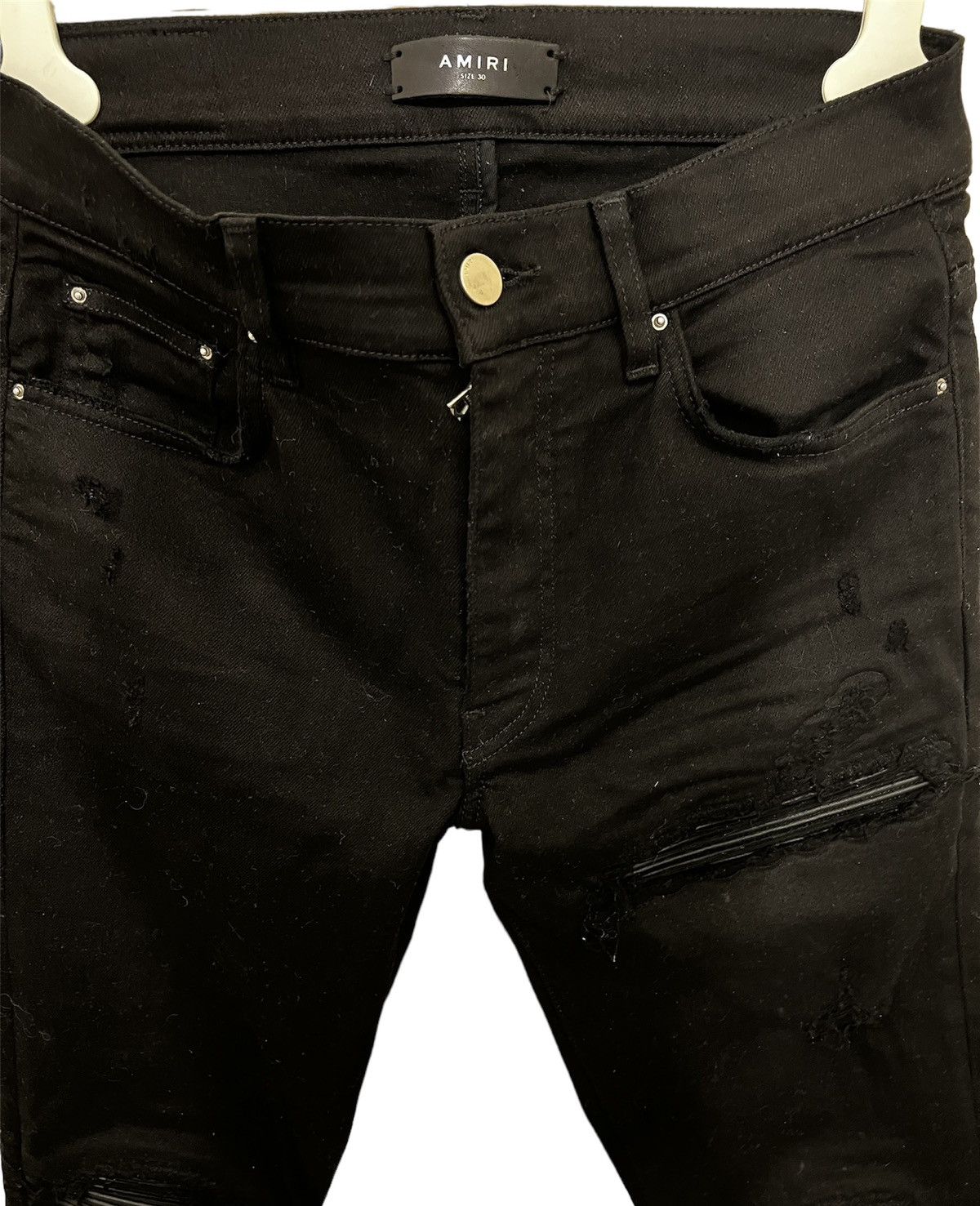 Amiri Amiri black jeans distressed leather Size US 30 / EU 46 - 3 Thumbnail