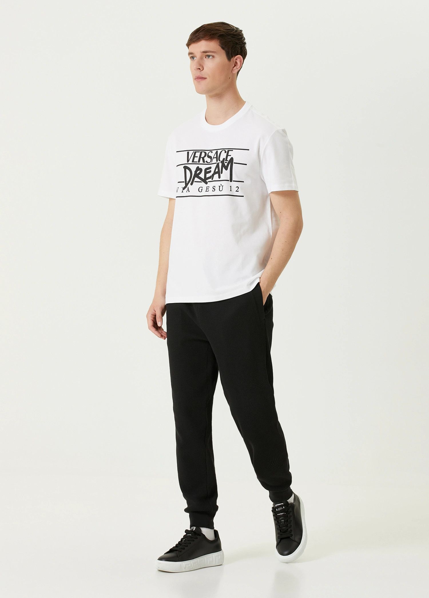 Versace VERSACE Dream Via Gesu white logo print cotton t-shirt Large Size US L / EU 52-54 / 3 - 2 Thumbnail