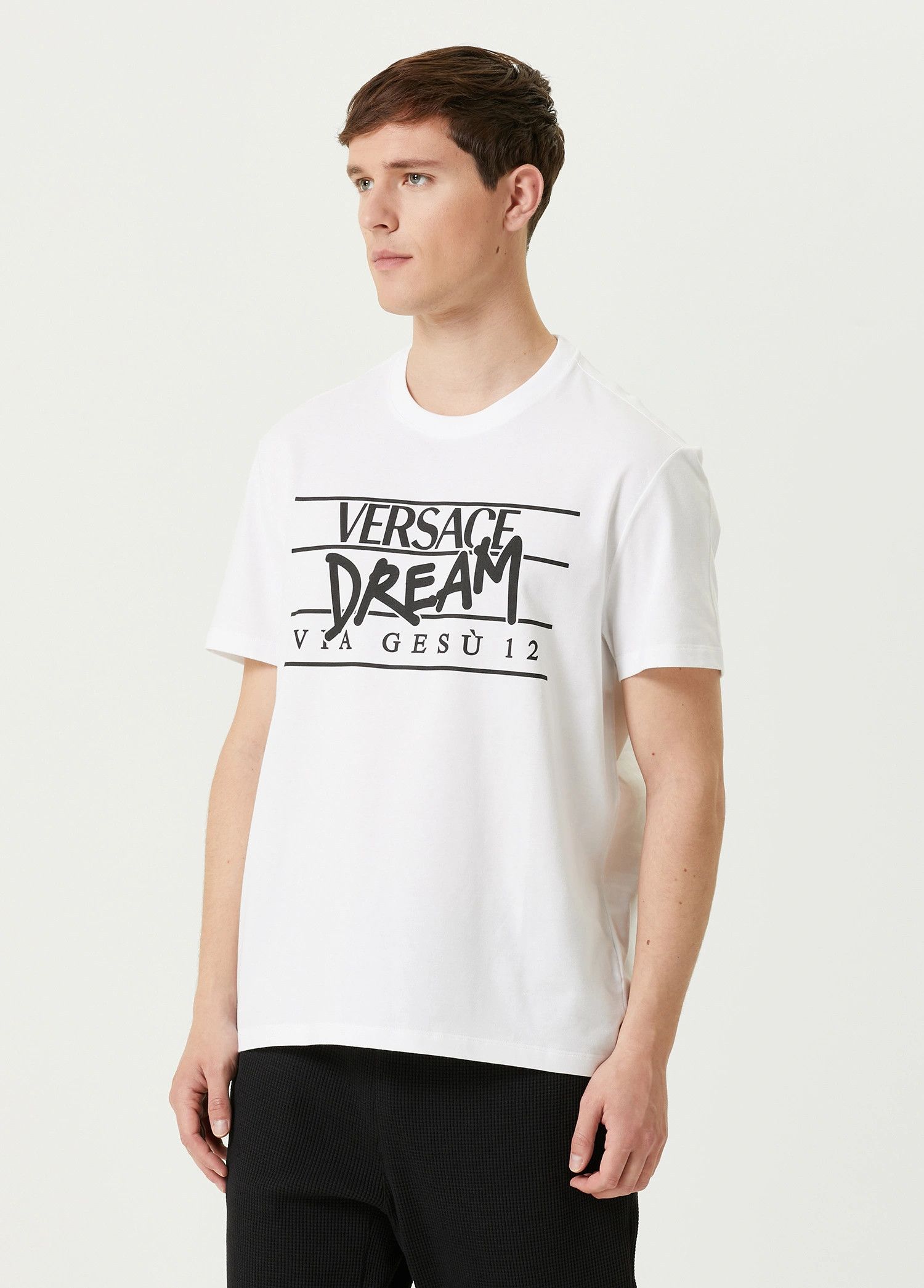 Versace VERSACE Dream Via Gesu white logo print cotton t-shirt Large Size US L / EU 52-54 / 3 - 3 Thumbnail