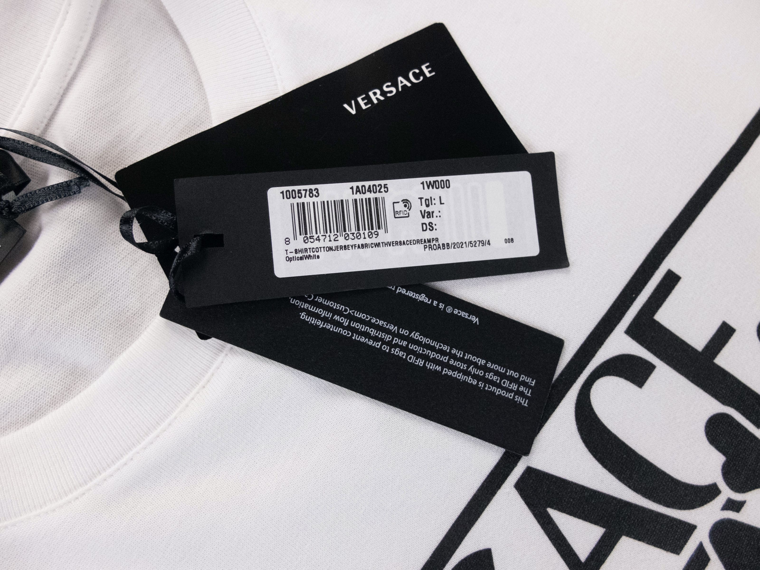 Versace VERSACE Dream Via Gesu white logo print cotton t-shirt Large Size US L / EU 52-54 / 3 - 7 Thumbnail