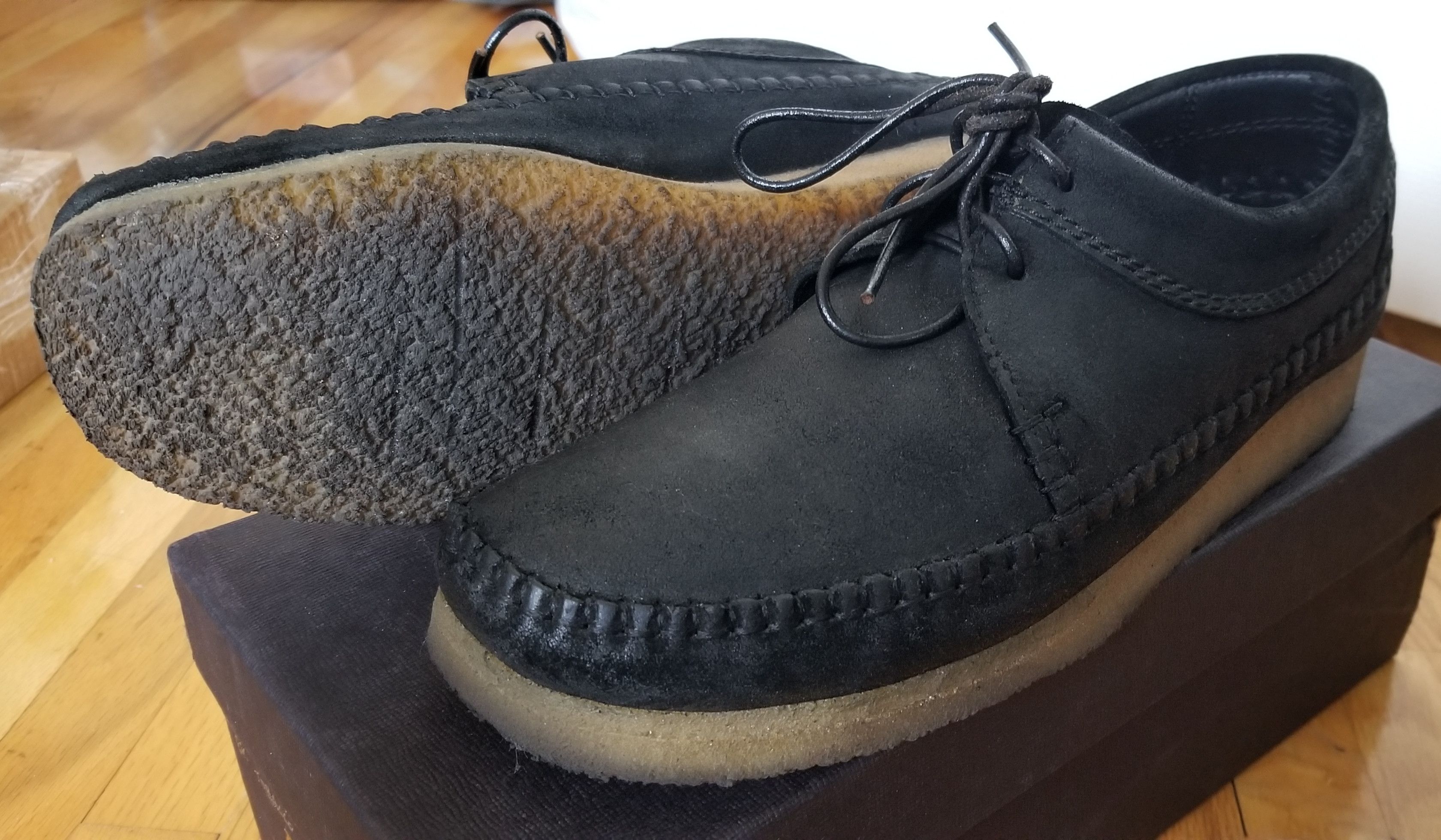Clarks Clarks Black Waxed Leather Suede Weaver Creeper 10 Size US 10 / EU 43 - 3 Thumbnail