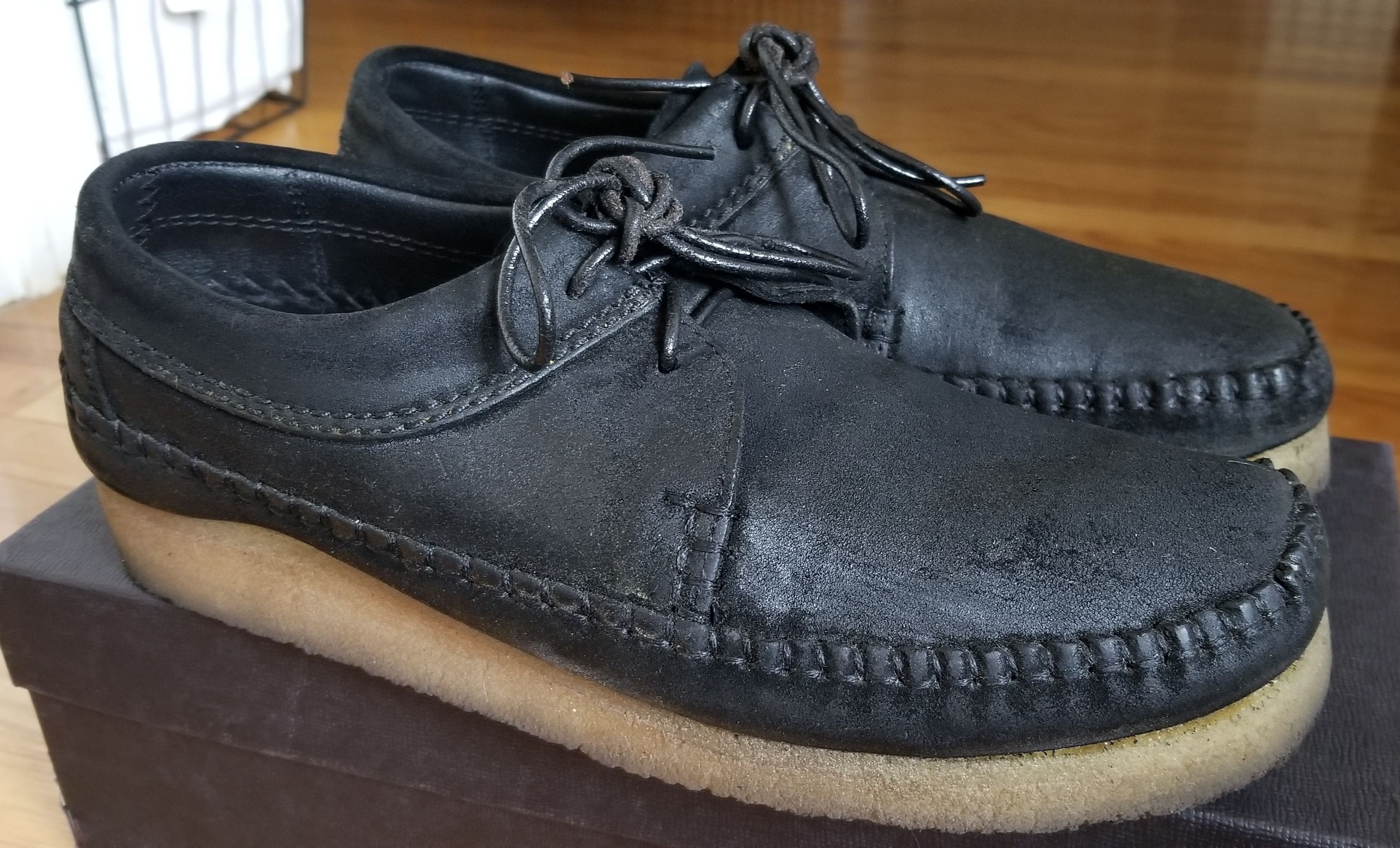 Clarks Clarks Black Waxed Leather Suede Weaver Creeper 10 Size US 10 / EU 43 - 5 Thumbnail