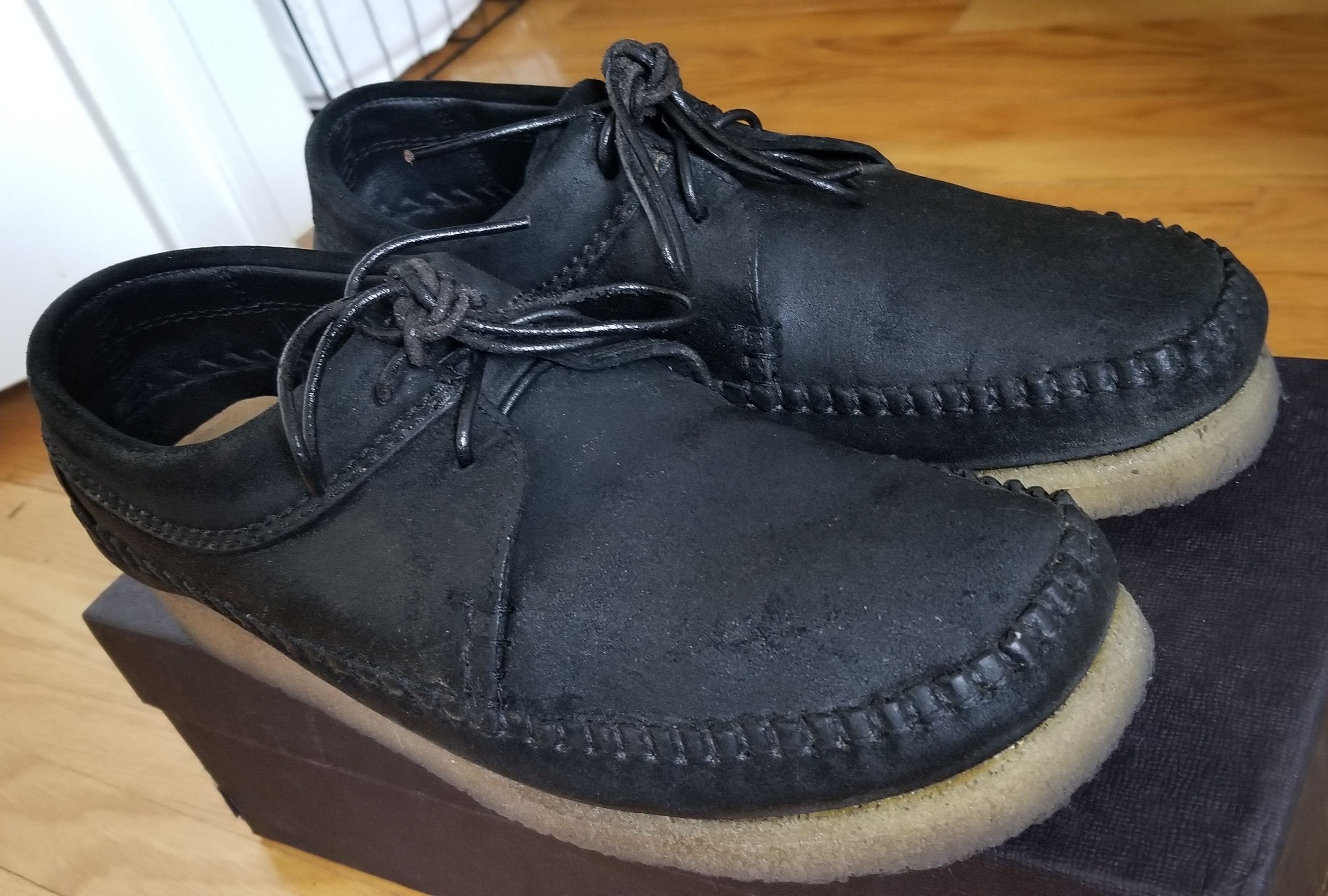 Clarks Clarks Black Waxed Leather Suede Weaver Creeper 10 Size US 10 / EU 43 - 4 Thumbnail