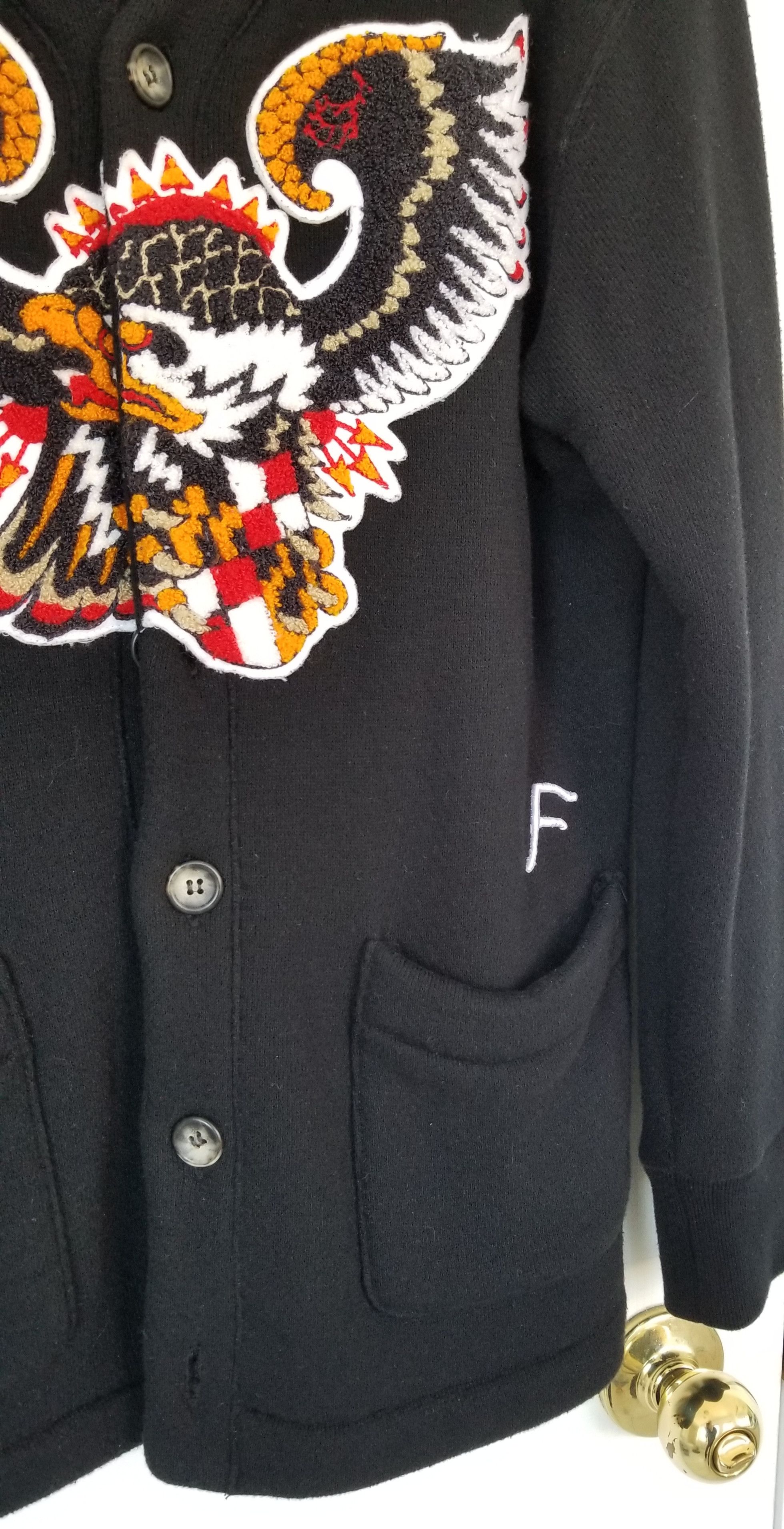 Facetasm FACETASM EAGLE CARDIGAN VARSITY CHENILLE BLACK Size US M / EU 48-50 / 2 - 5 Thumbnail