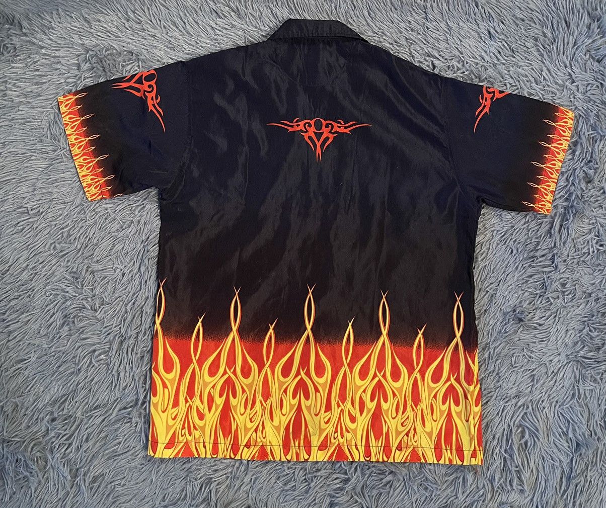 Japanese Brand × Vintage Vintage Y2K flame print crazy avant garde shirt Size US S / EU 44-46 / 1 - 8 Thumbnail