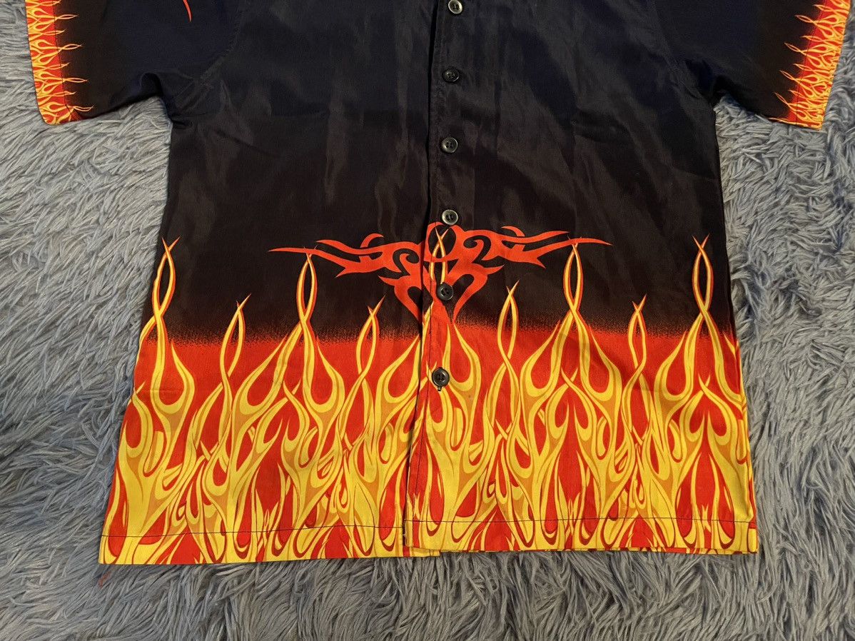 Japanese Brand × Vintage Vintage Y2K flame print crazy avant garde shirt Size US S / EU 44-46 / 1 - 2 Thumbnail