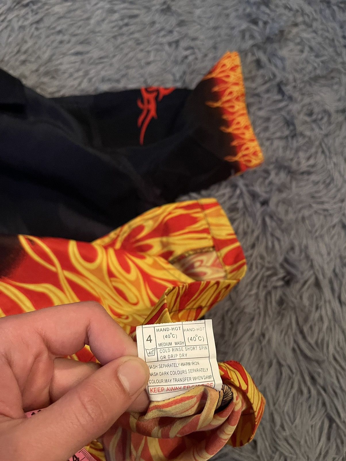 Japanese Brand × Vintage Vintage Y2K flame print crazy avant garde shirt Size US S / EU 44-46 / 1 - 6 Thumbnail