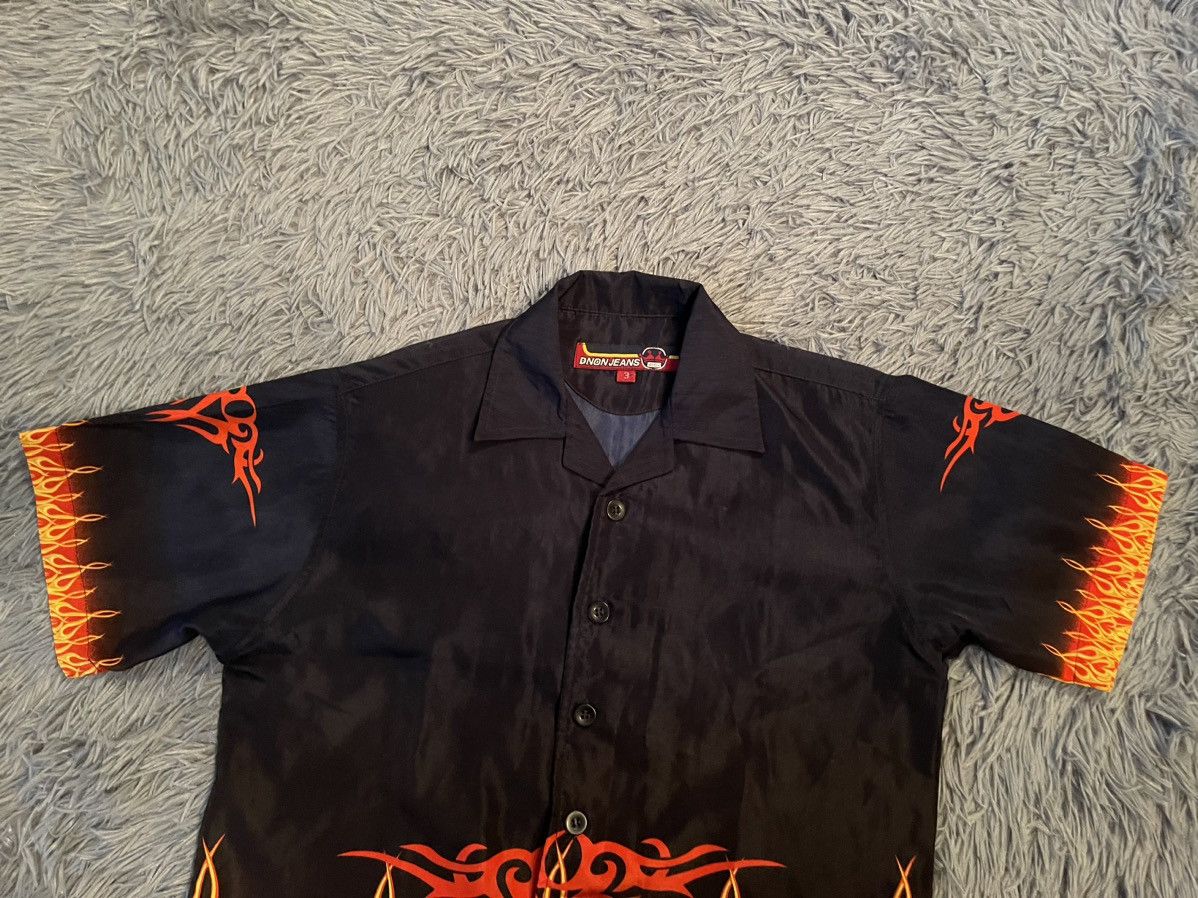 Japanese Brand × Vintage Vintage Y2K flame print crazy avant garde shirt Size US S / EU 44-46 / 1 - 3 Thumbnail